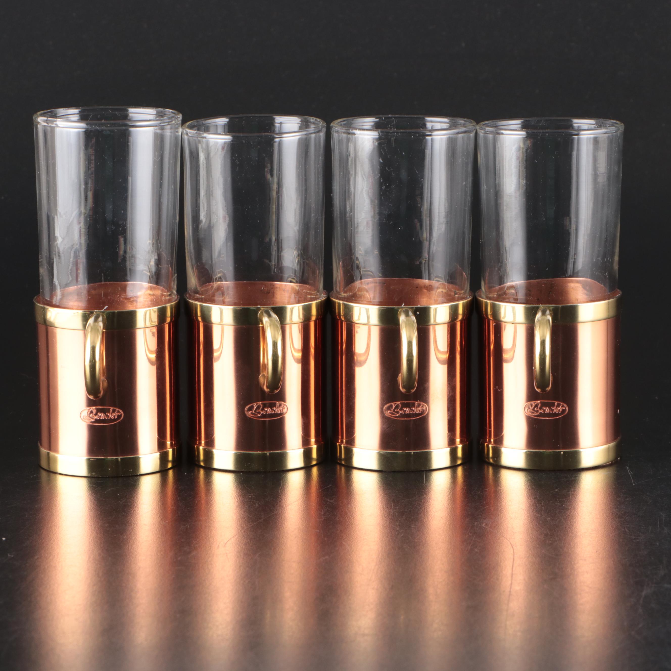 International Silver Gold Plated Chalices with Beucler Copper Mugs