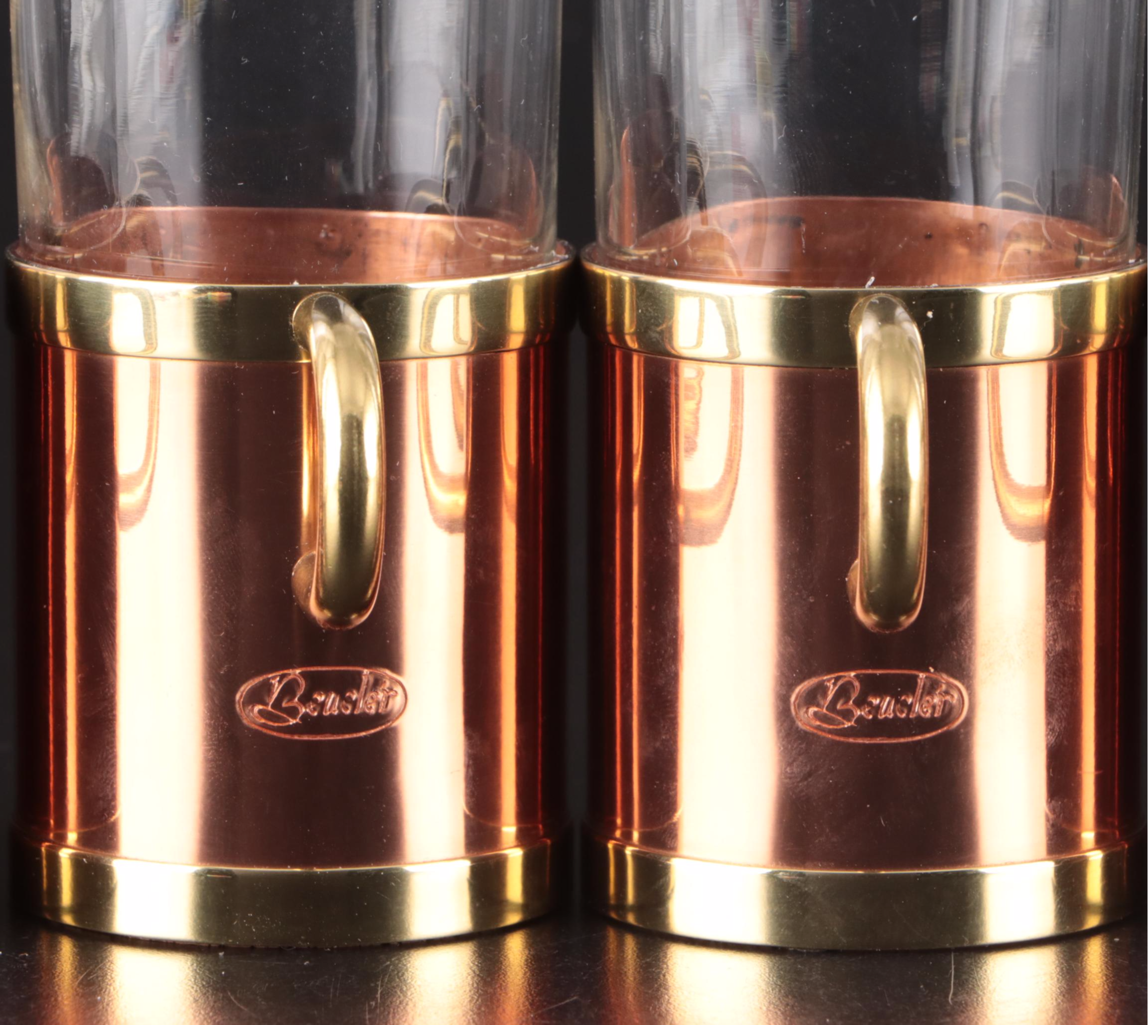 International Silver Gold Plated Chalices with Beucler Copper Mugs