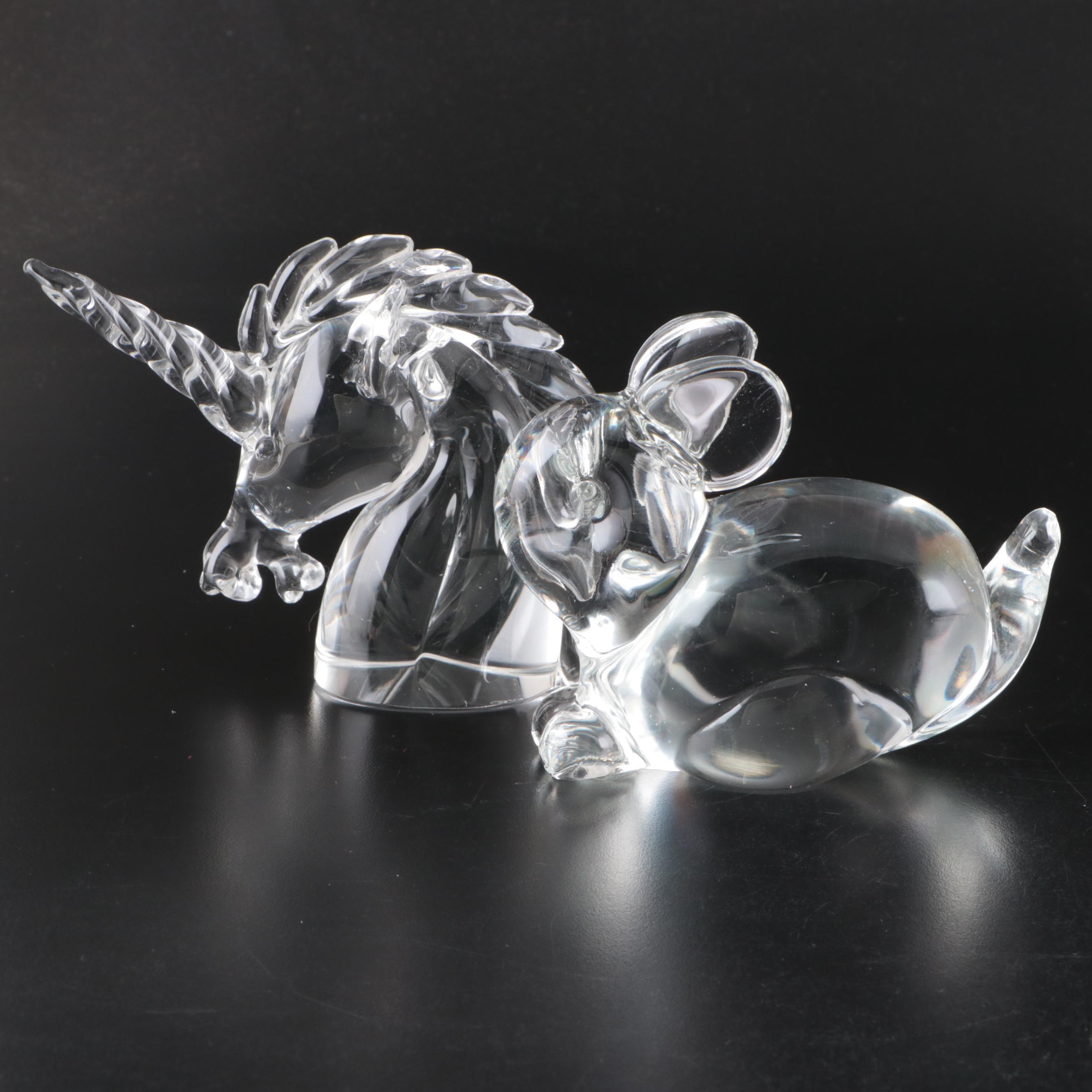 Cartier Crystal Unicorn Bust with Other Animal Figurine
