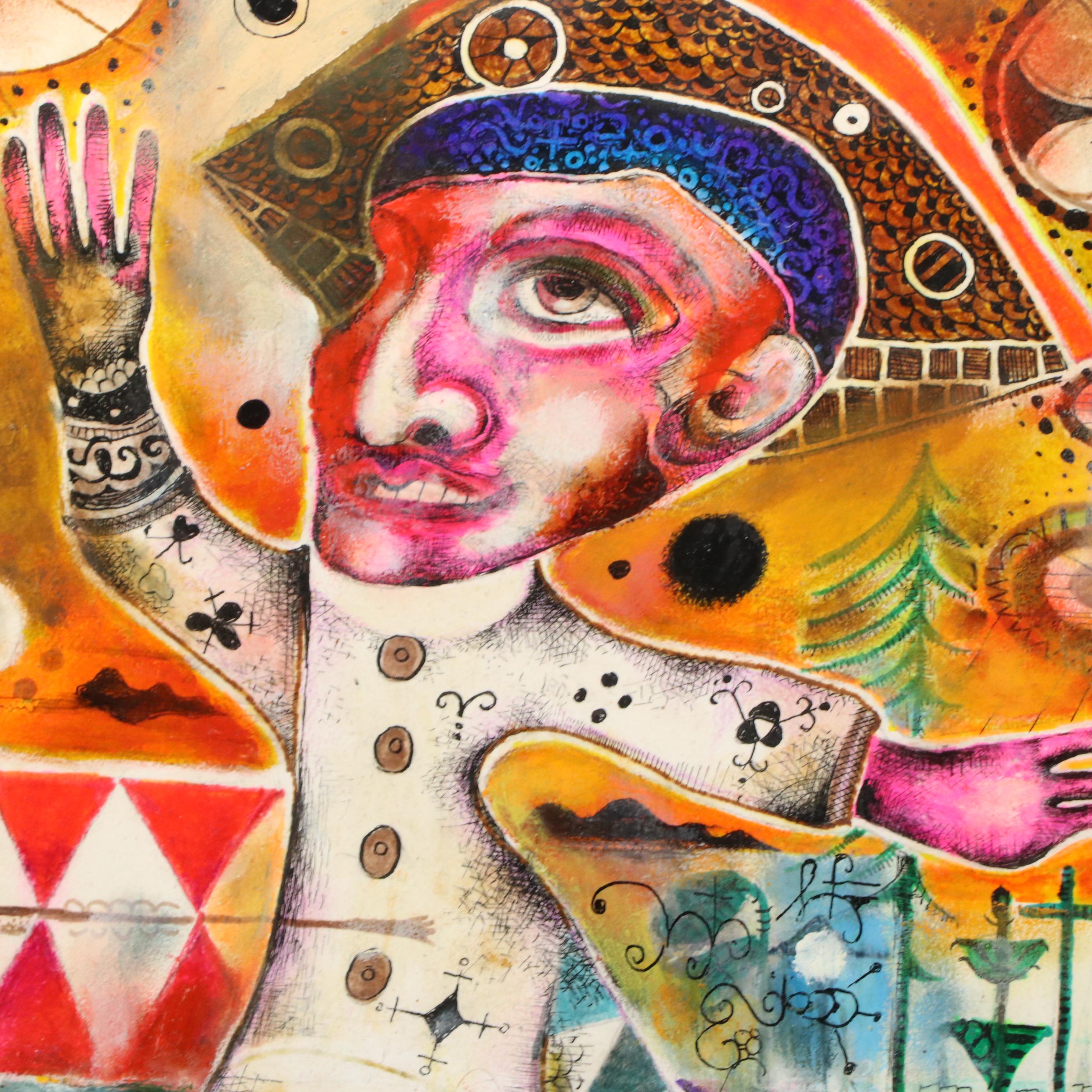 Surrealist Mixed Media Painting, 21st Century