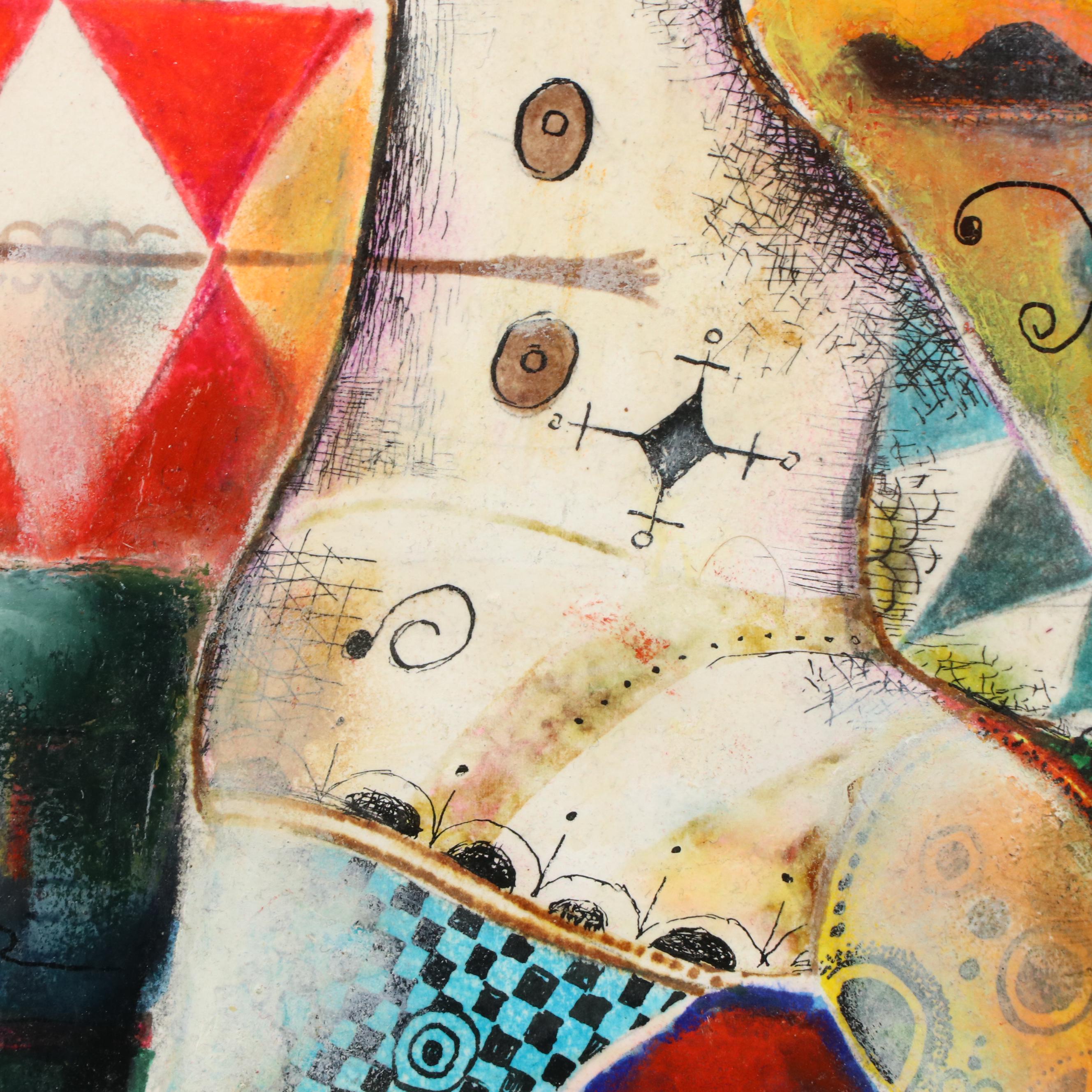 Surrealist Mixed Media Painting, 21st Century