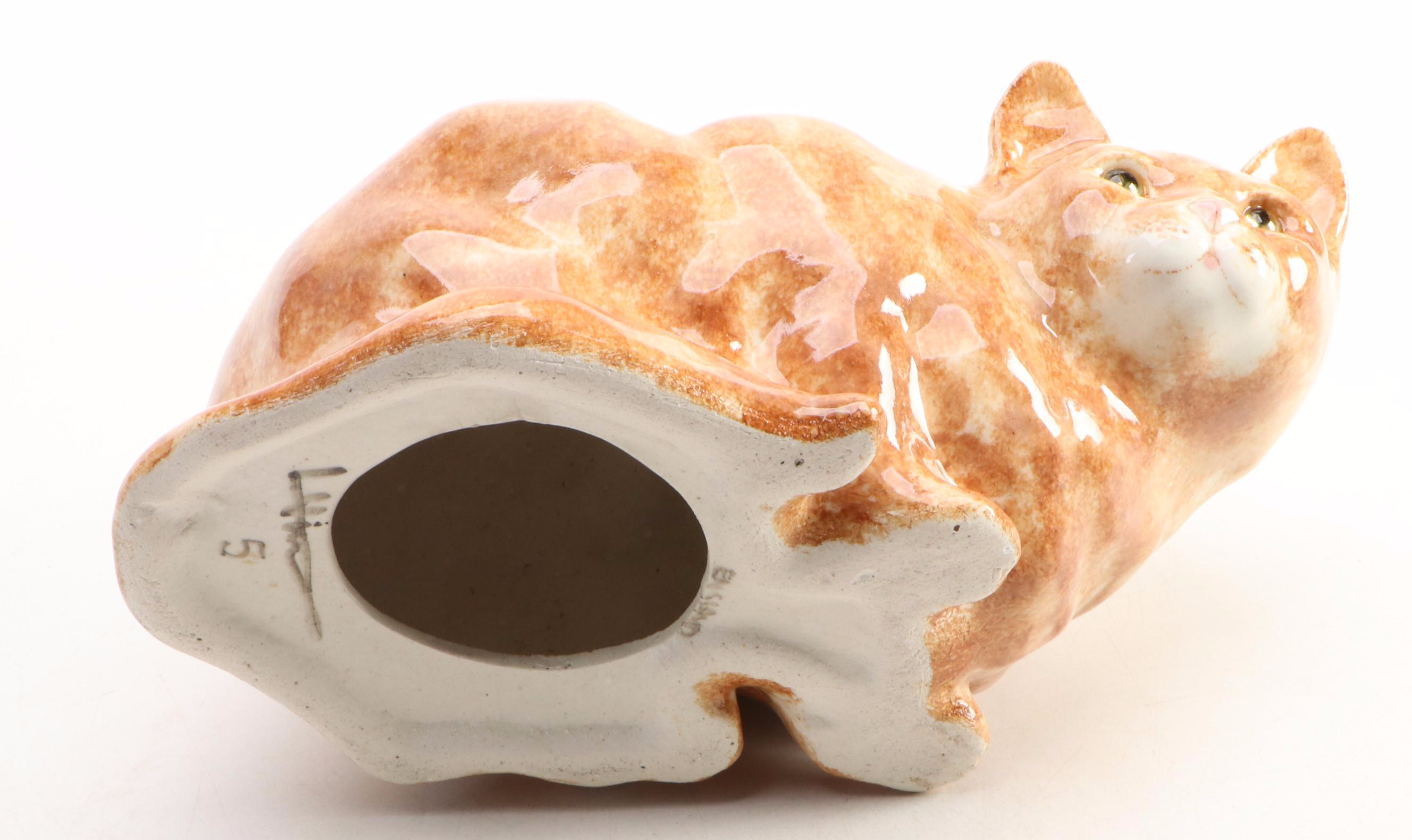 Winstanley Pottery Ceramic Orange and Tabby Cats