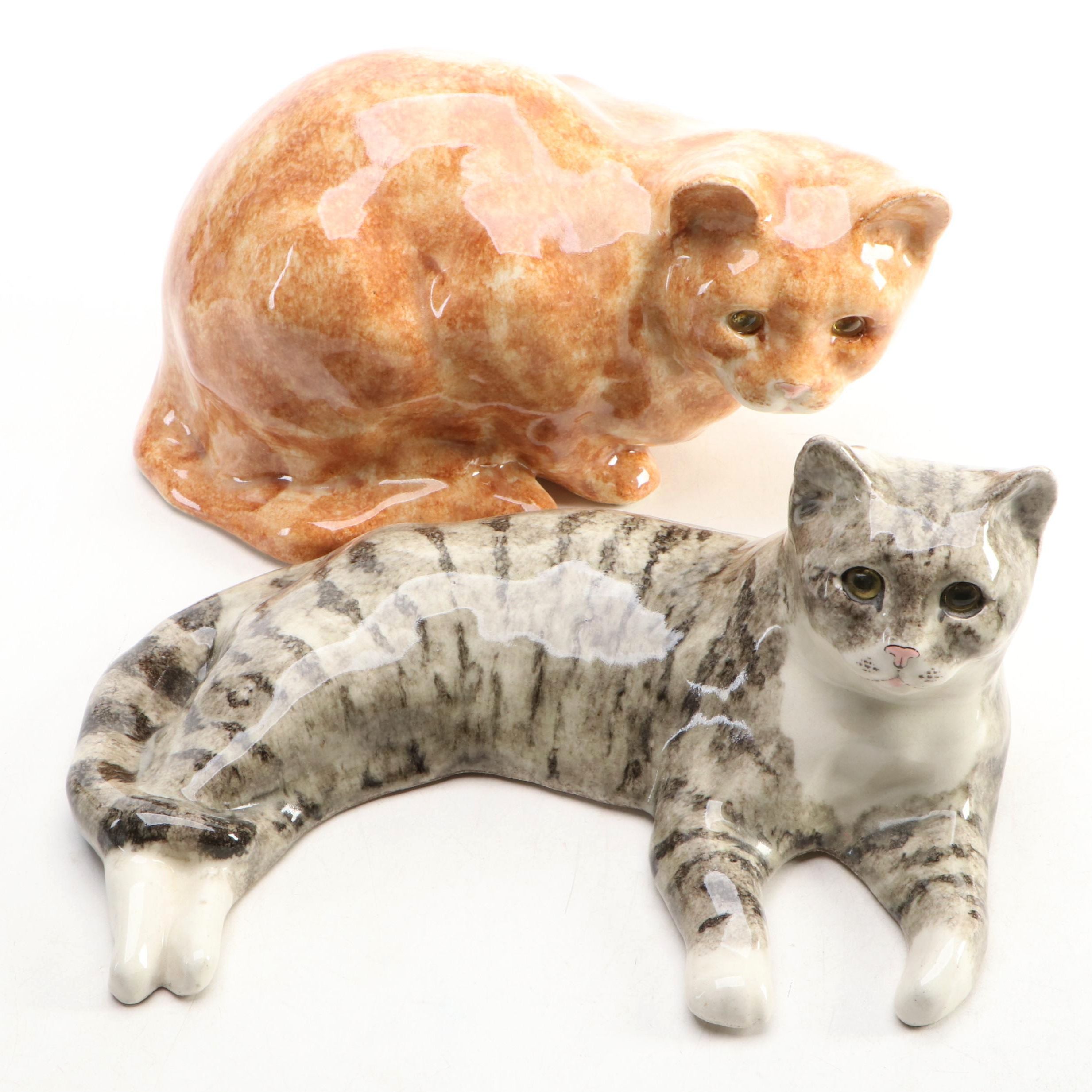 Winstanley Pottery Ceramic Orange and Tabby Cats