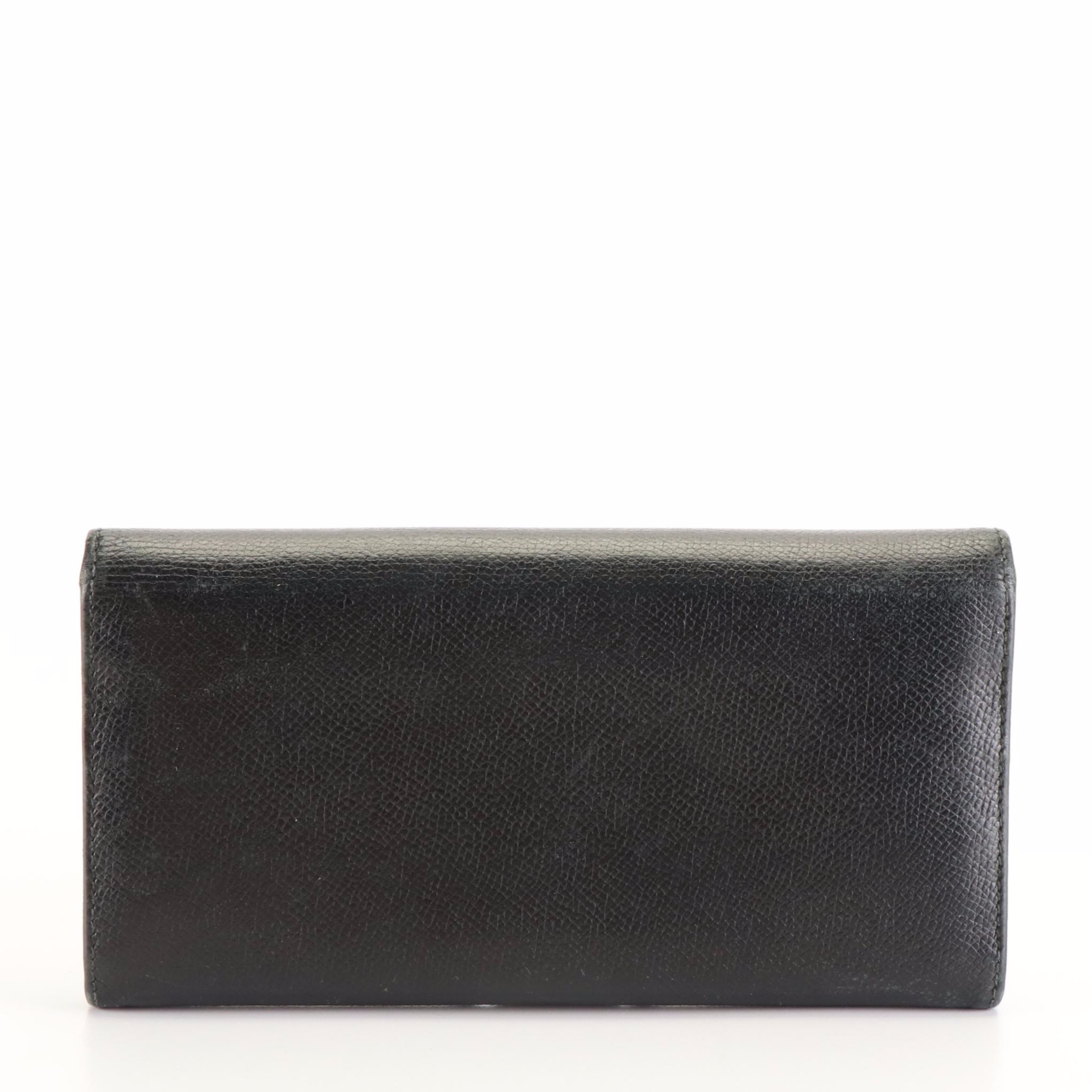 Salvatore Ferragamo Gancini Continental Wallet in Black Leather