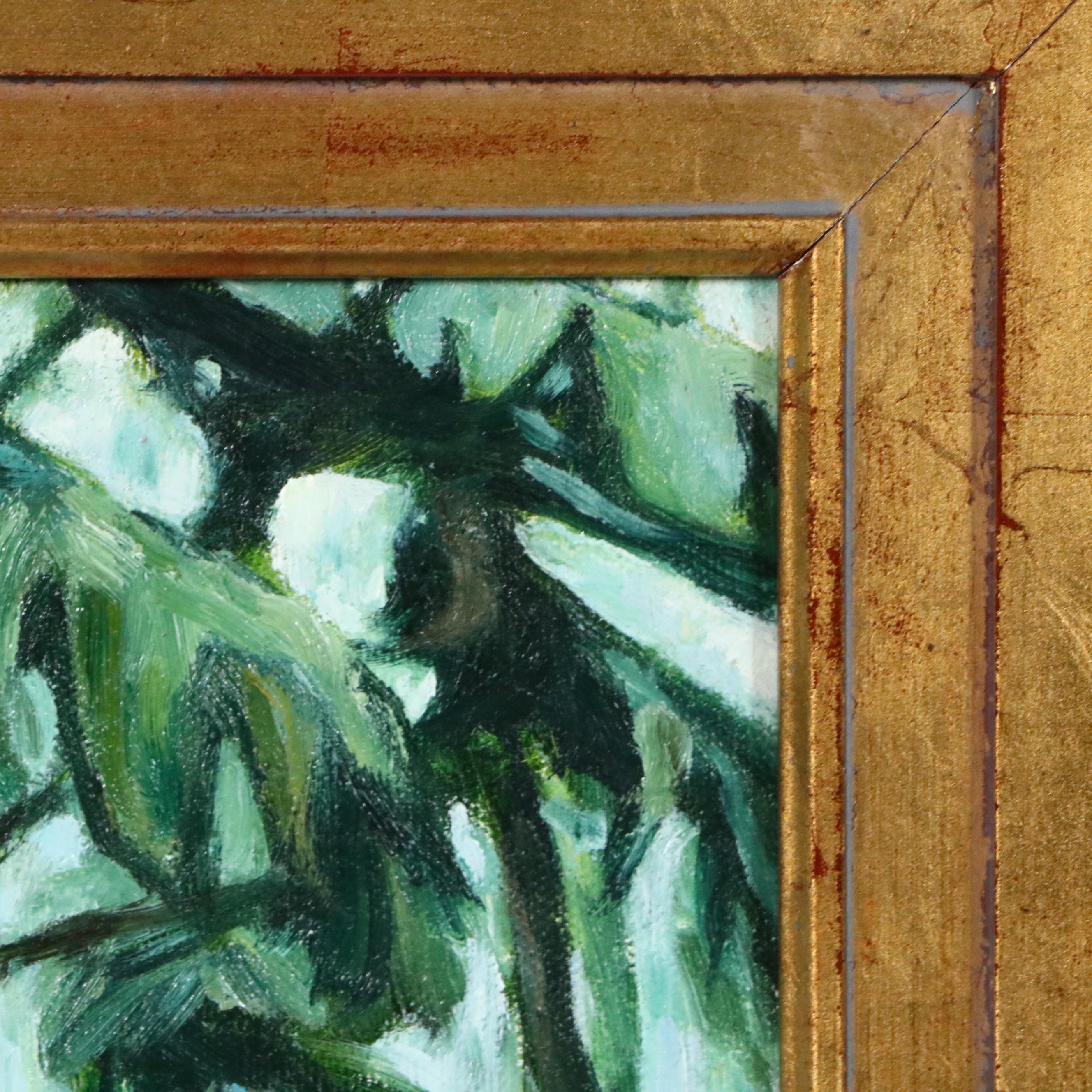 Celine Oil Painting After James Tissot "In The Greenhouse"