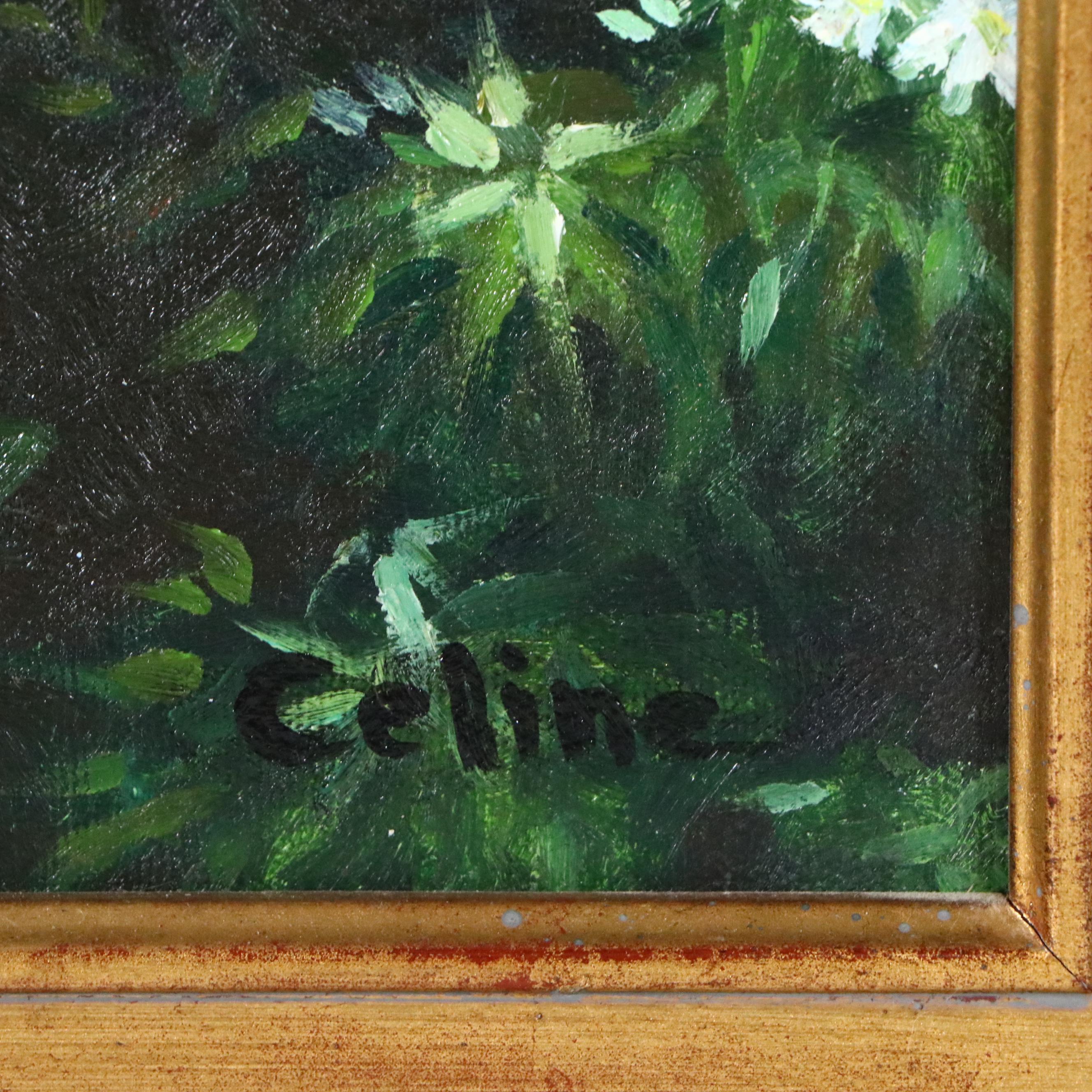 Celine Oil Painting After James Tissot "In The Greenhouse"