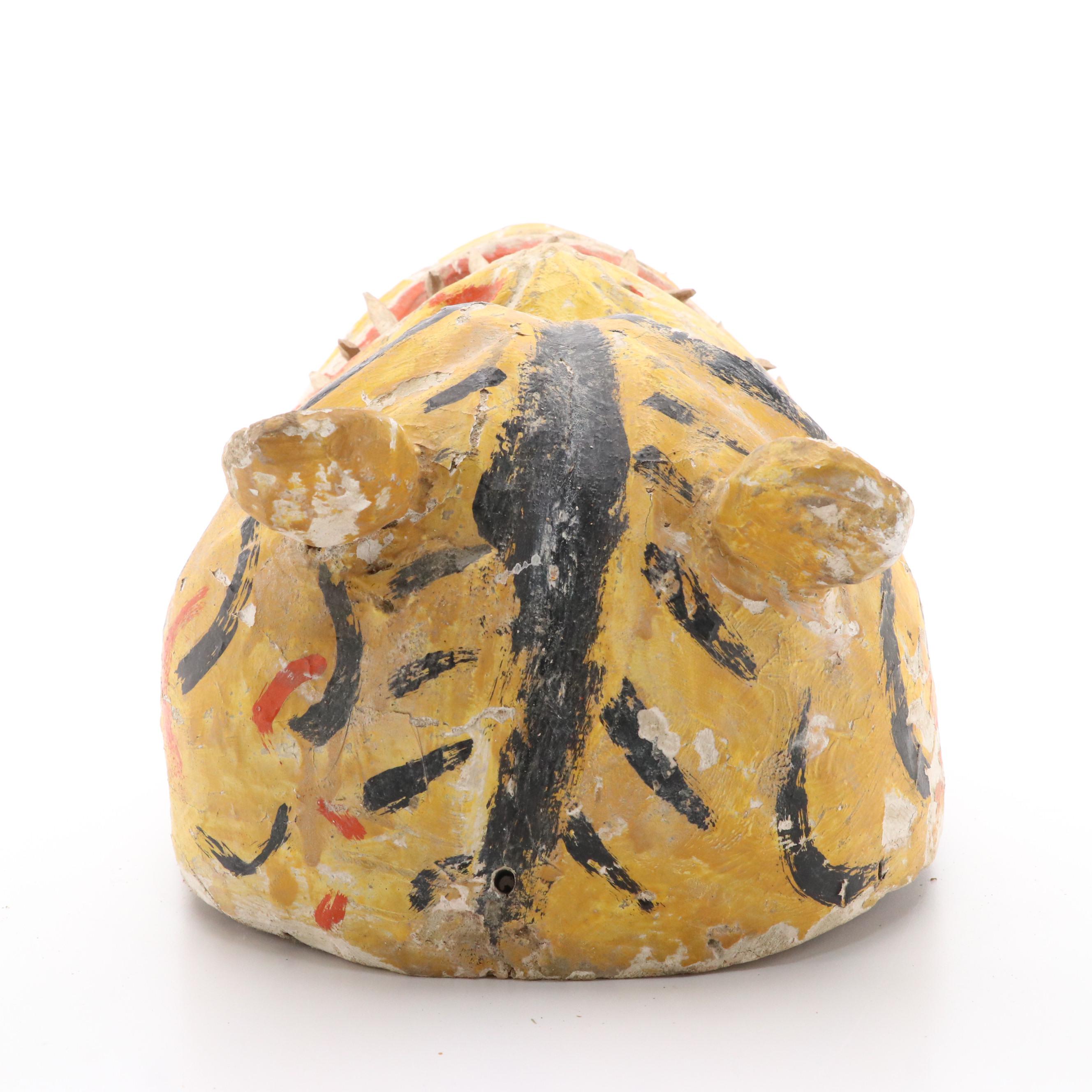 South American Carnival Carved Wood Tiger Mask