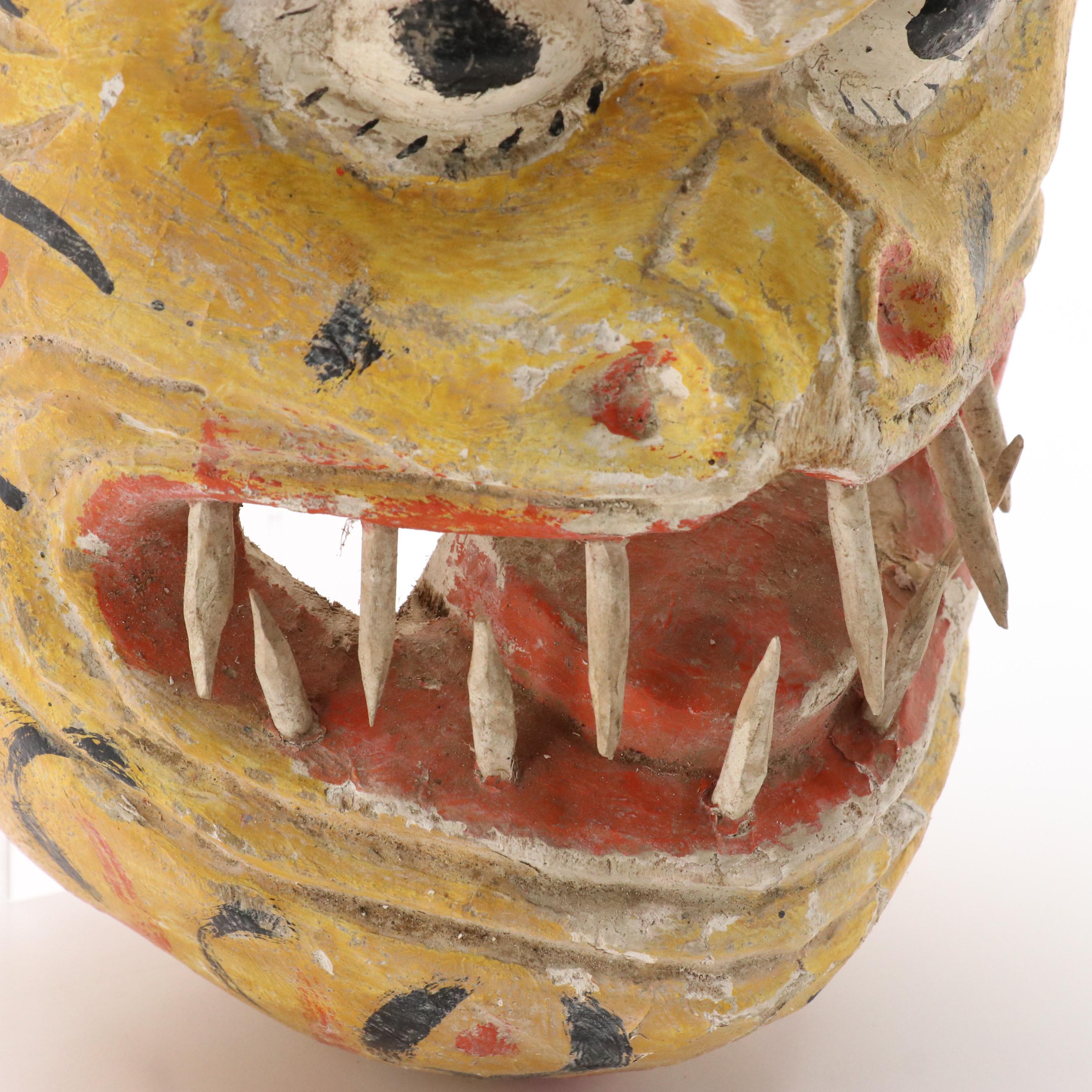 South American Carnival Carved Wood Tiger Mask