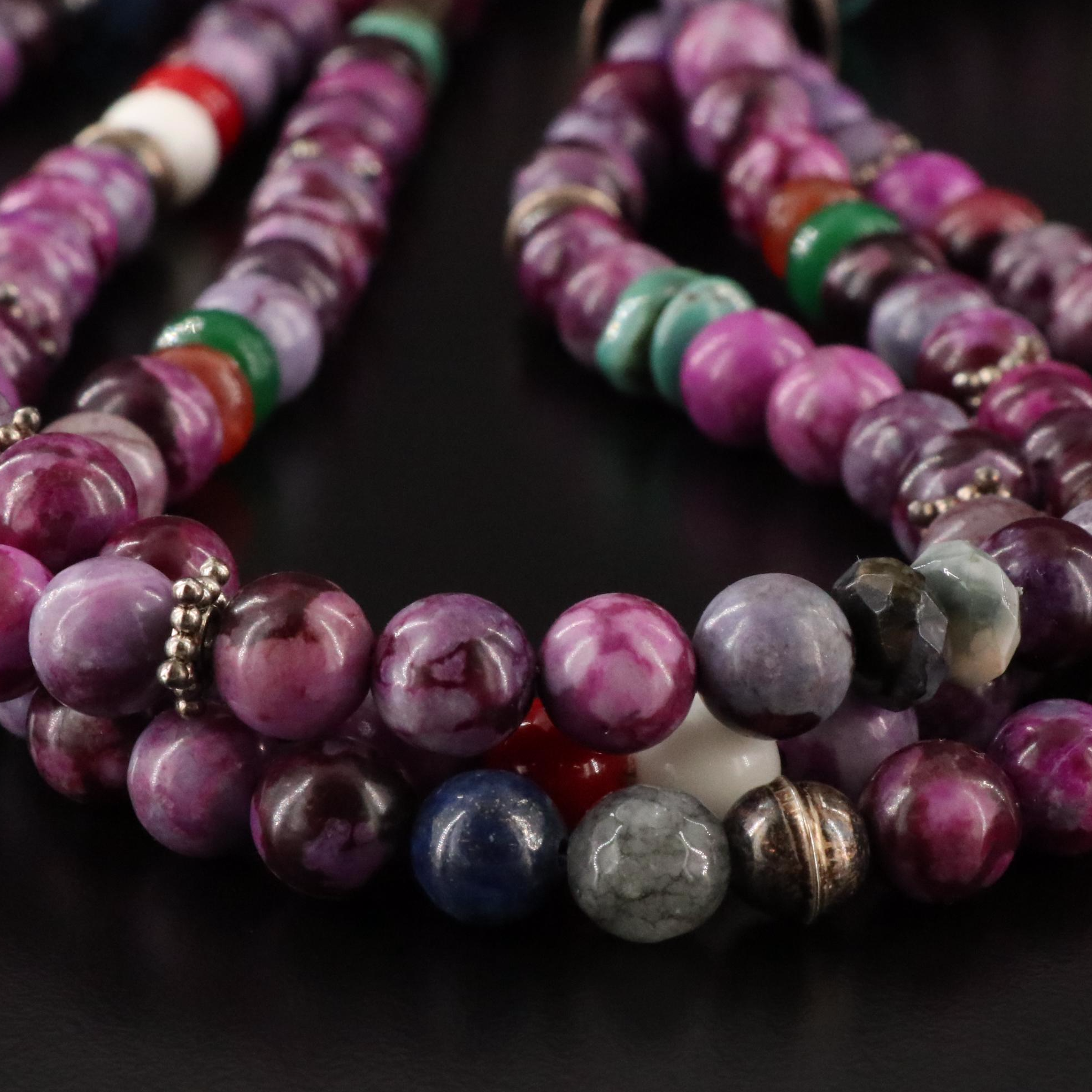 Tommy and Rosita Singer Navajo Diné Sterling Sugilite and Gemstone Necklace