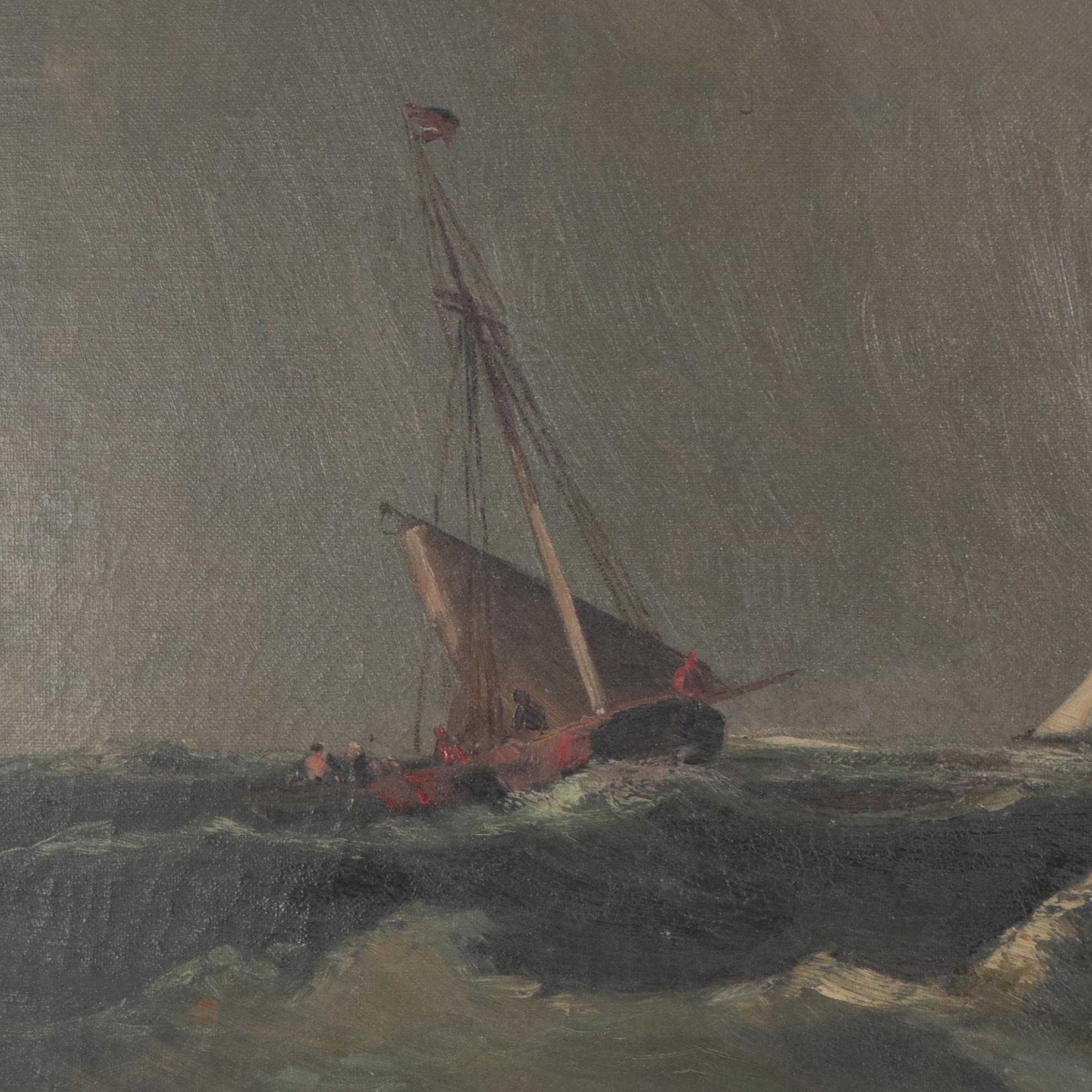 M.R. Johnston Coastal Landscape Oil Painting With Lighthouse