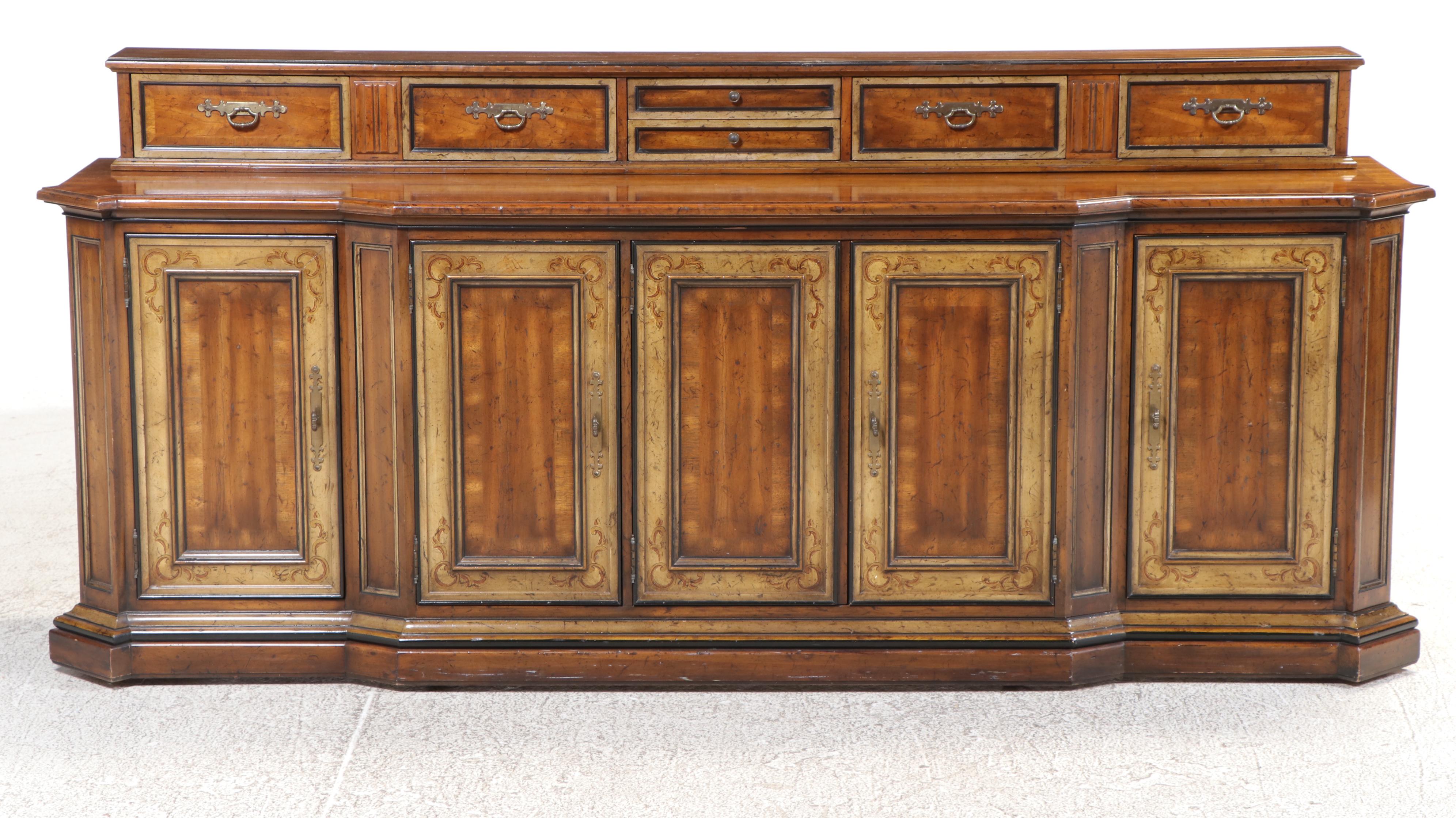 Drexel Heritage "Sketchbook" Cherrywood, Paint-Decorated, and Parcel Gilt Buffet