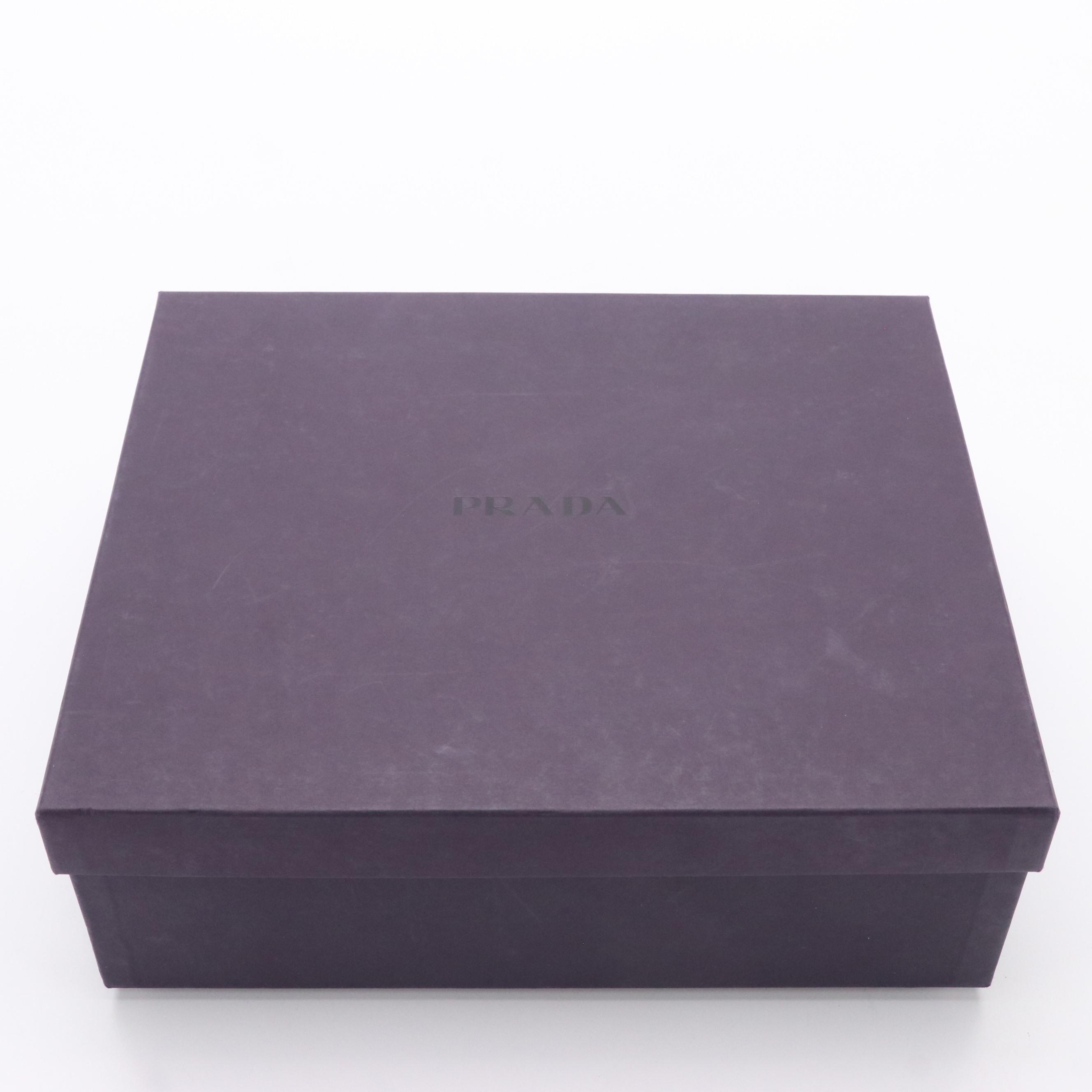 Prada Black Leather Frame Clutch in Box