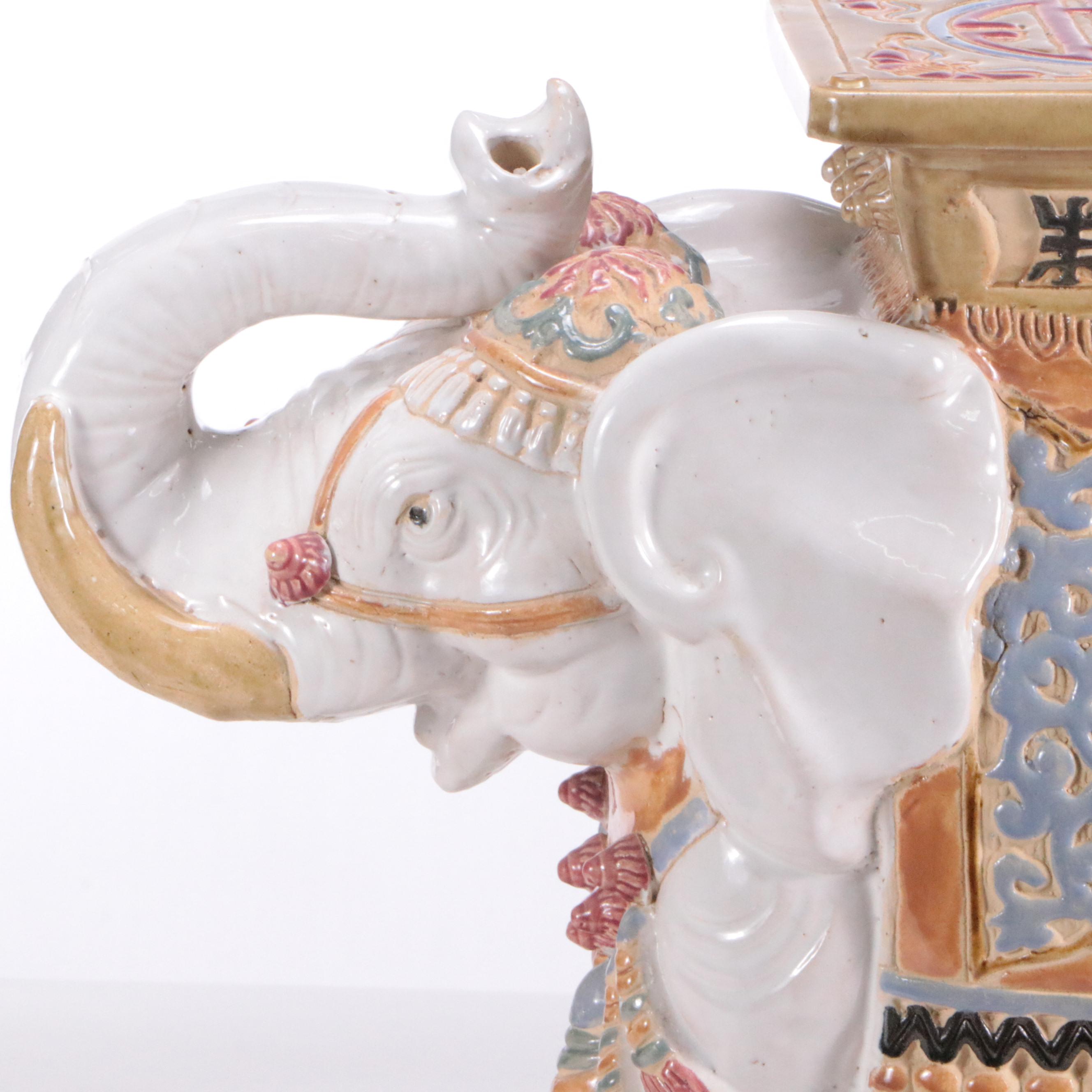Chinese Style Ceramic Elephant Side Table