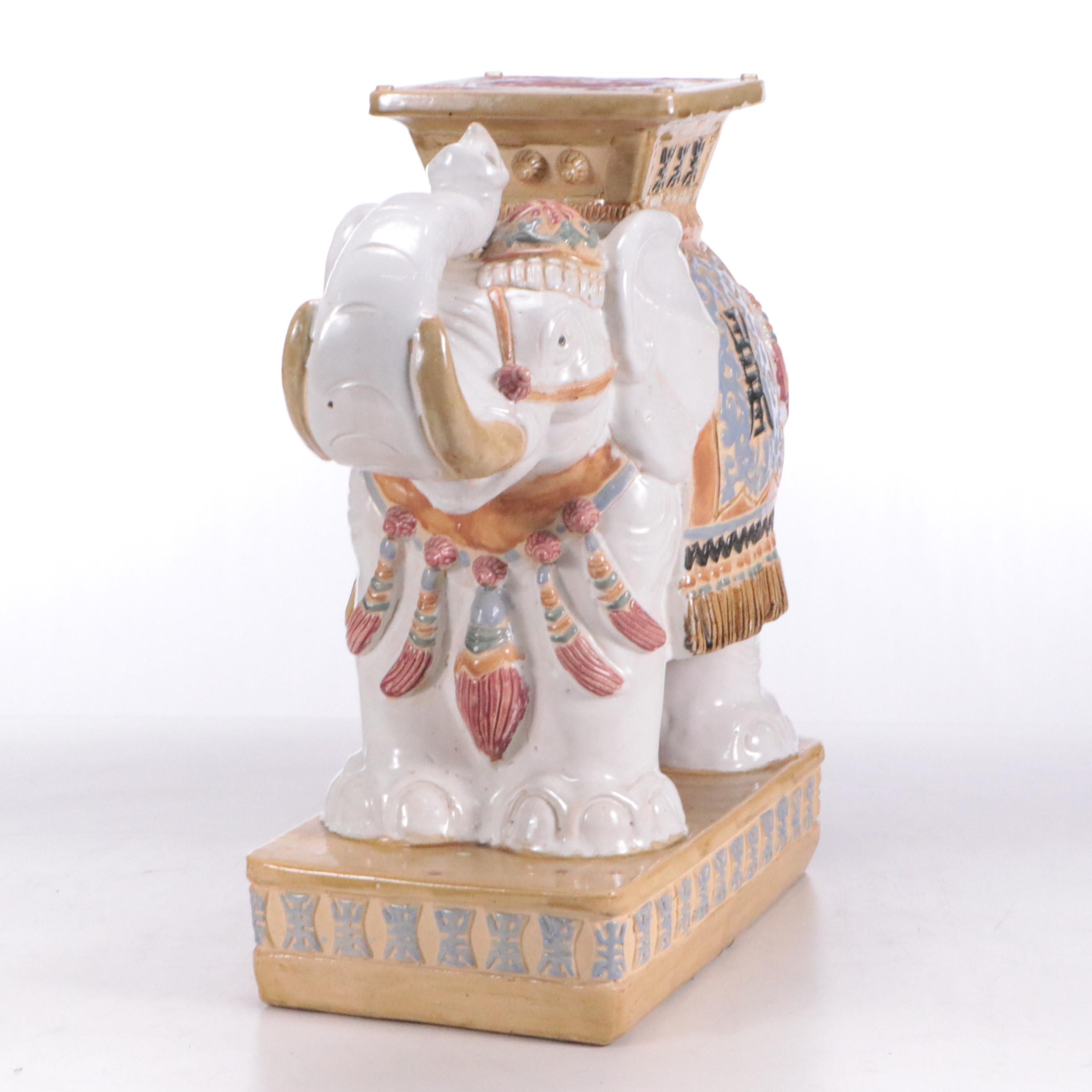 Chinese Style Ceramic Elephant Side Table