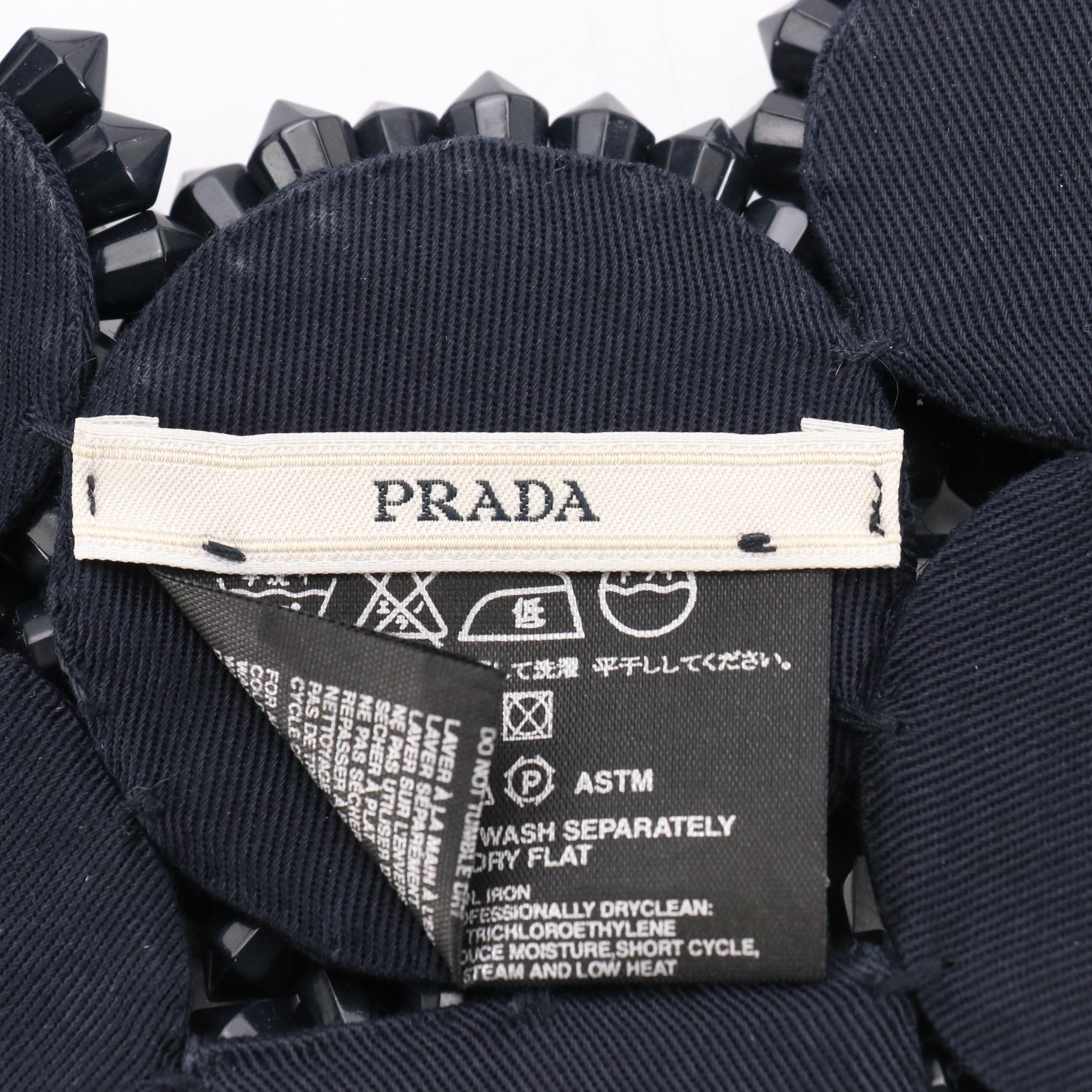 Prada Navy Blue Cluster Beaded Statement Necklace with Box