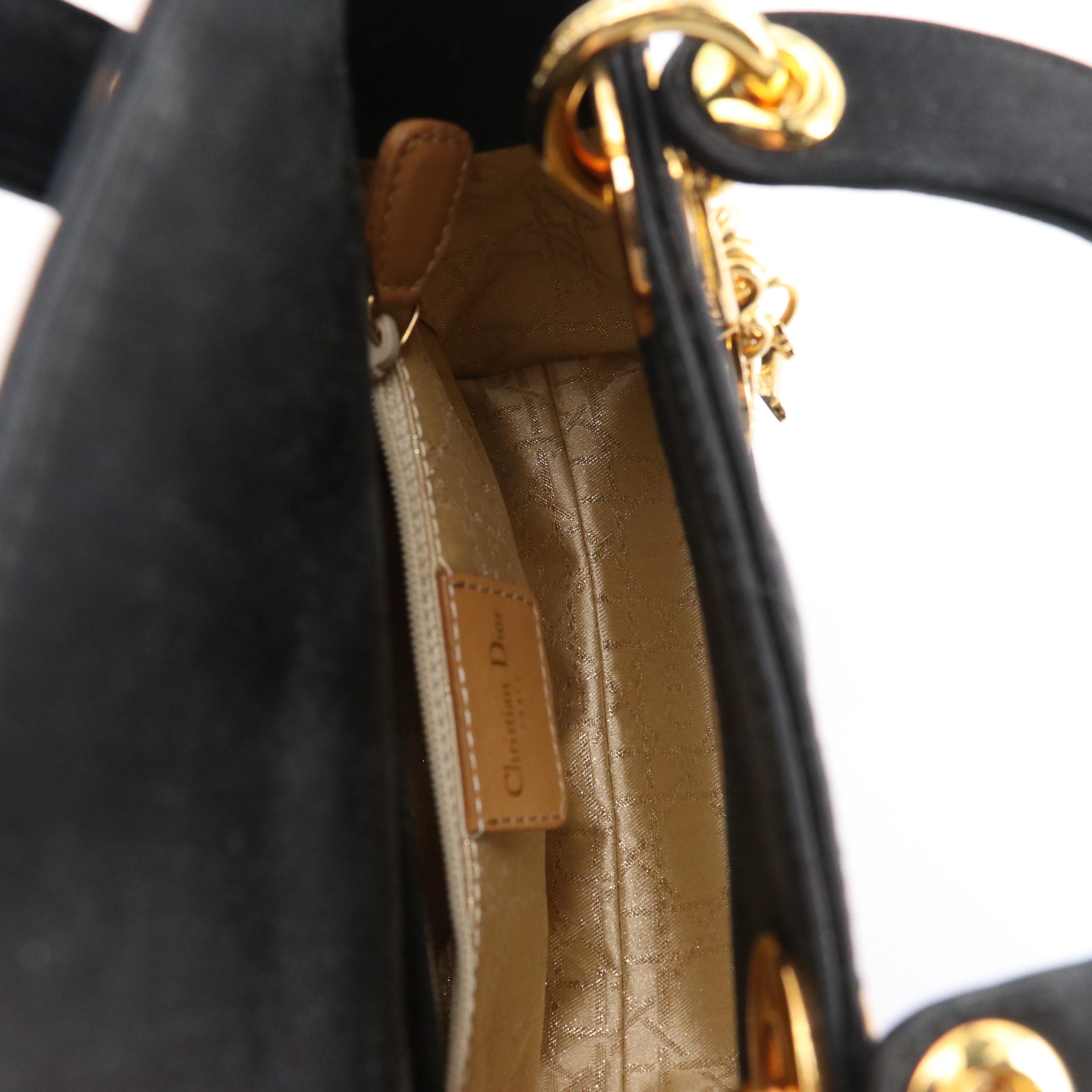 Christian Dior Crystal Embellished Mini Lady Dior Bag in Cannage Quilted Satin