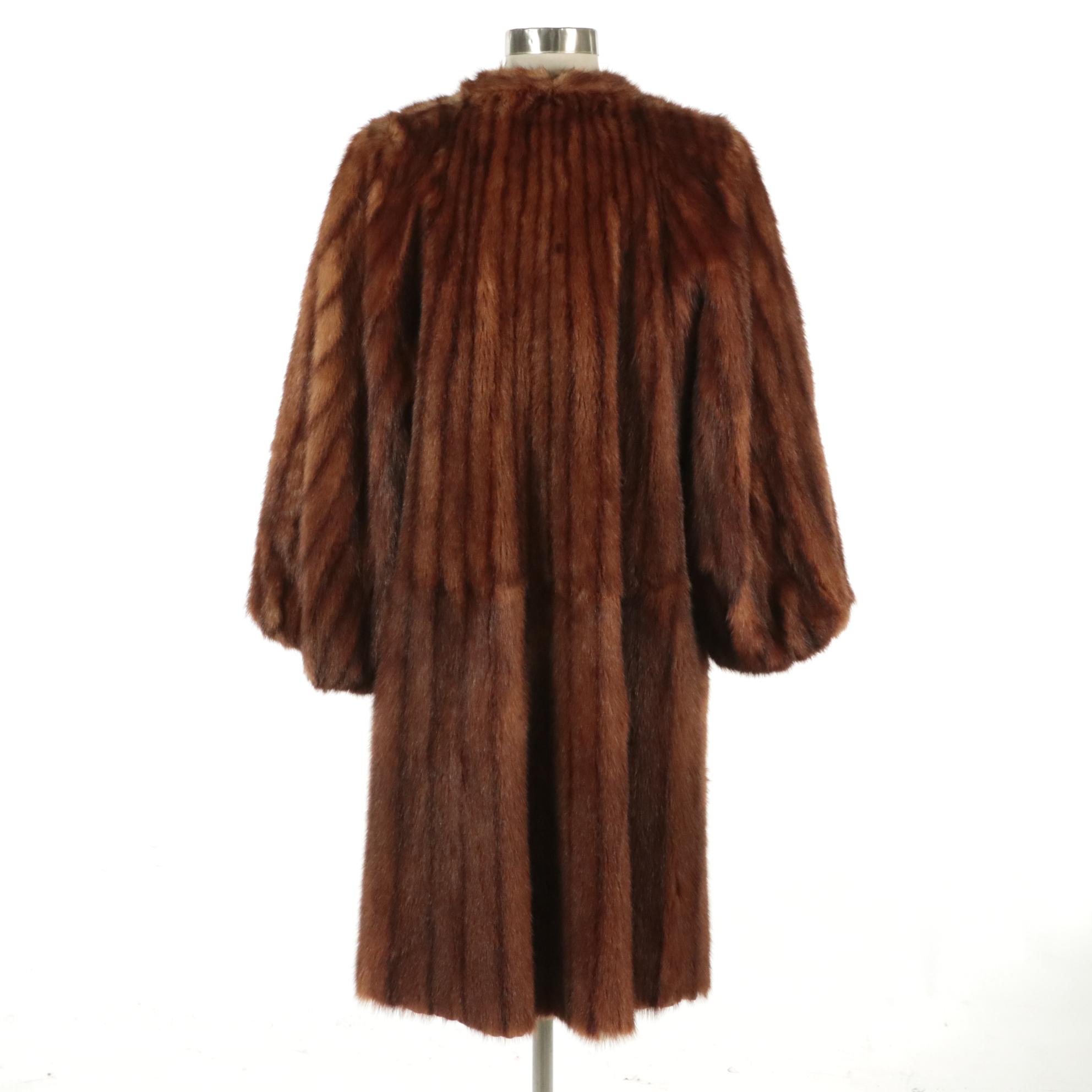 Marmot Fur Collarless Coat from Jordan Marsh, Mid-20th Century