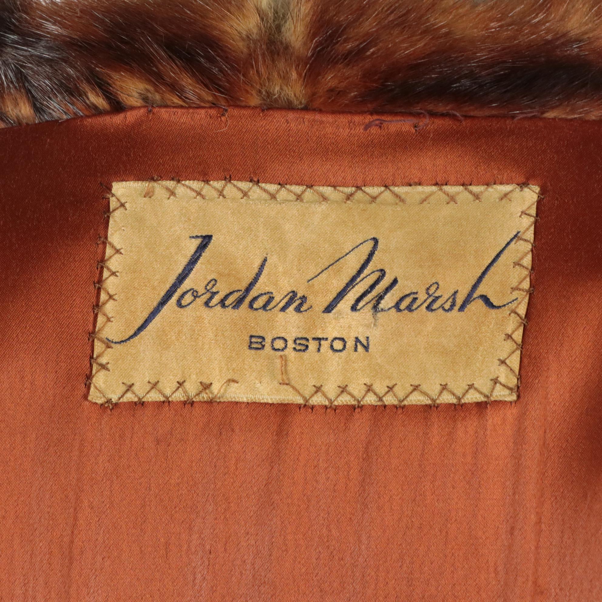 Marmot Fur Collarless Coat from Jordan Marsh, Mid-20th Century