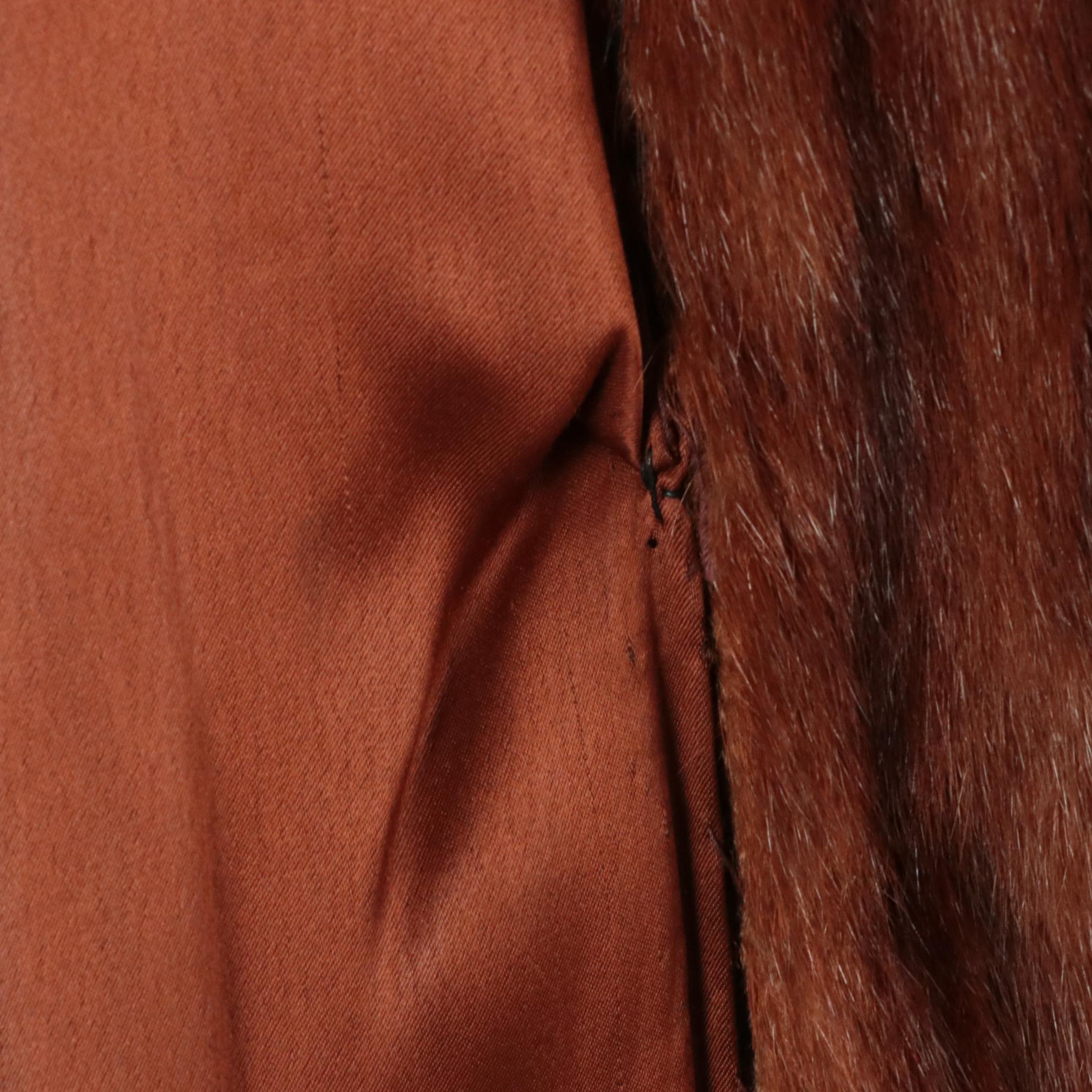 Marmot Fur Collarless Coat from Jordan Marsh, Mid-20th Century