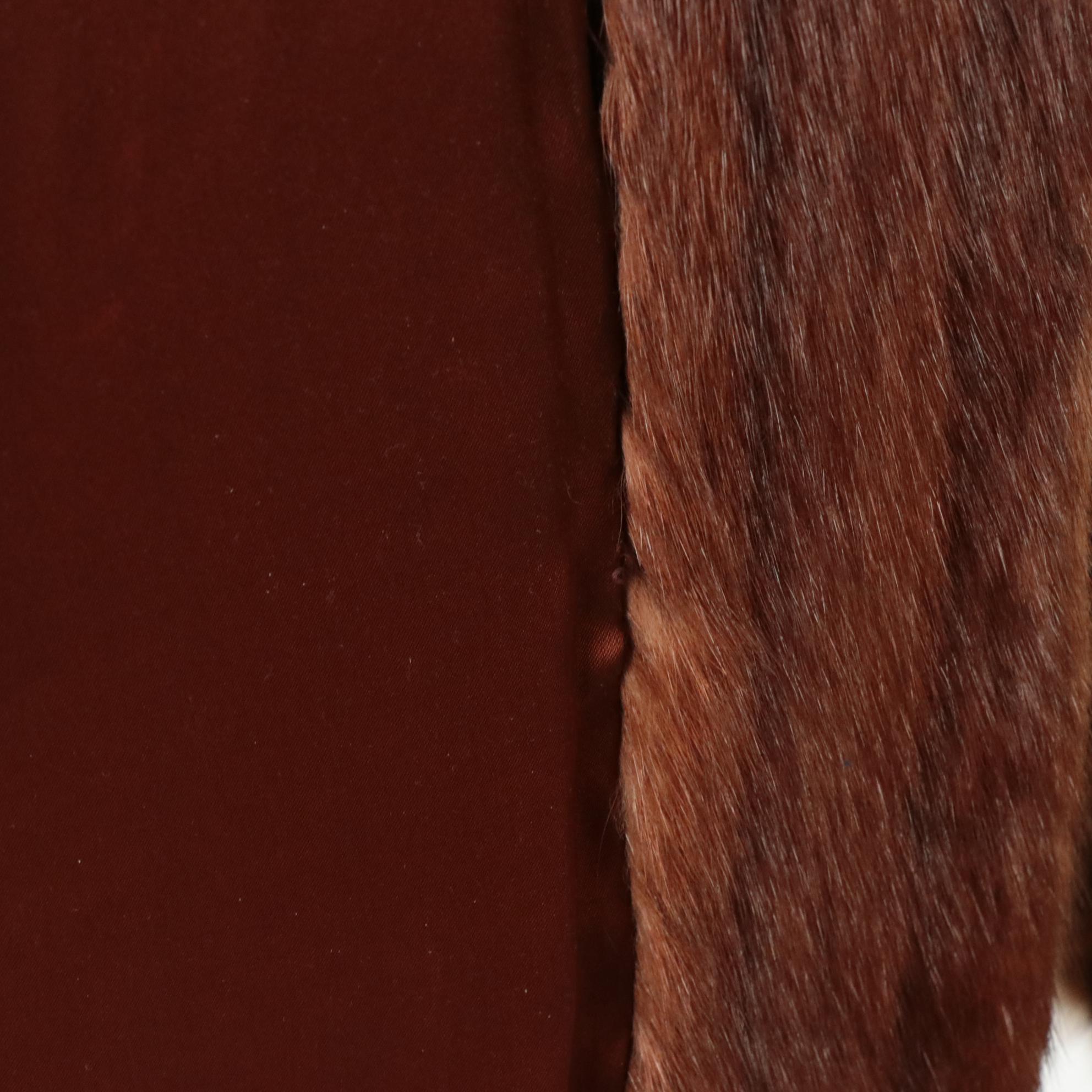 Marmot Fur Collarless Coat from Jordan Marsh, Mid-20th Century