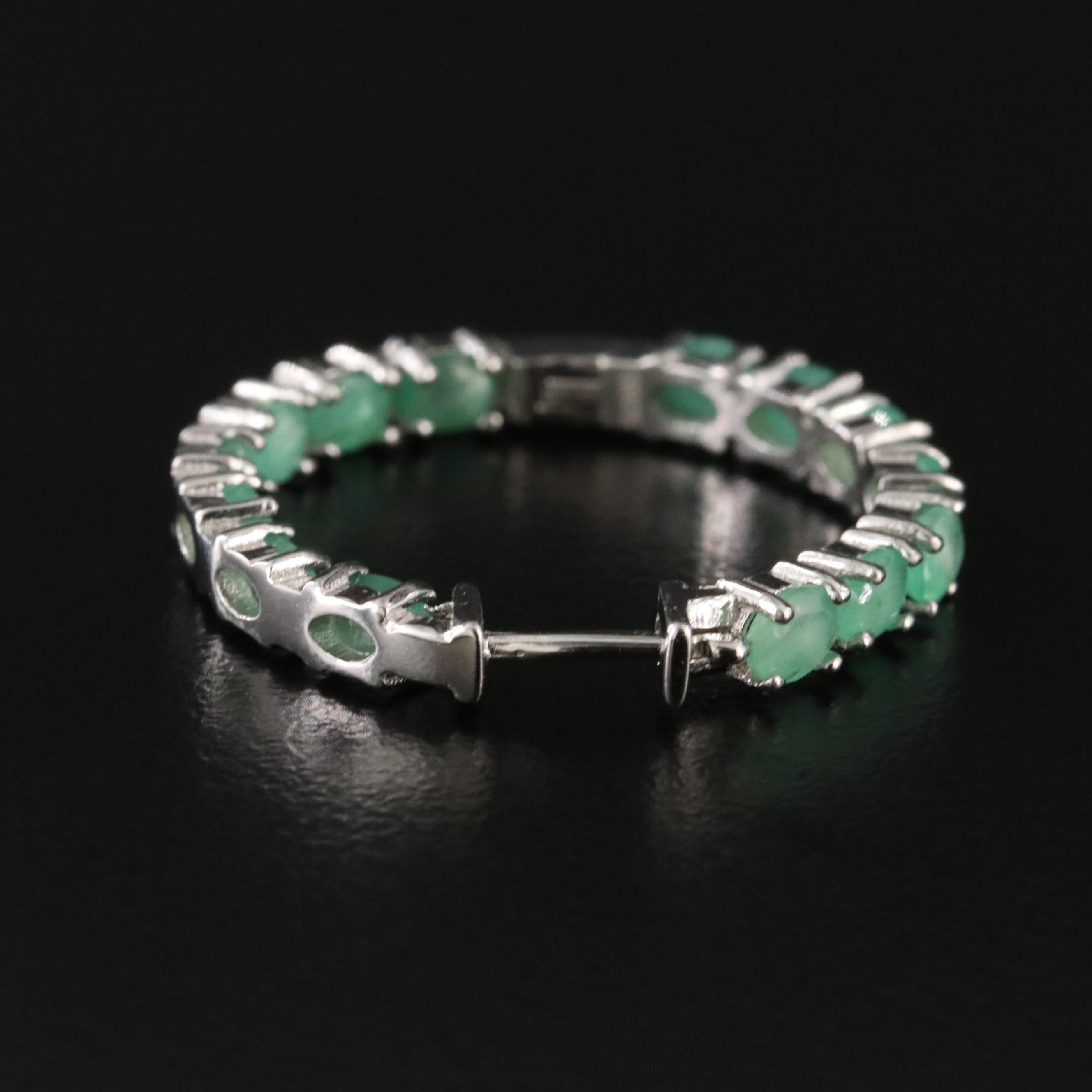Sterling Emerald Inside-Out Hoop Earrings