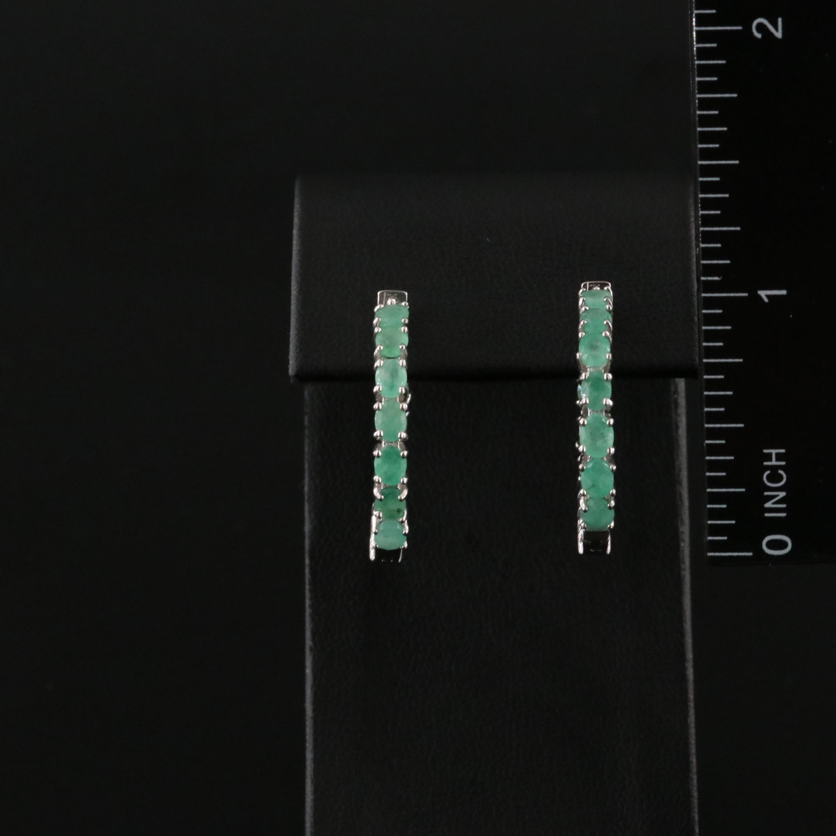 Sterling Emerald Inside-Out Hoop Earrings