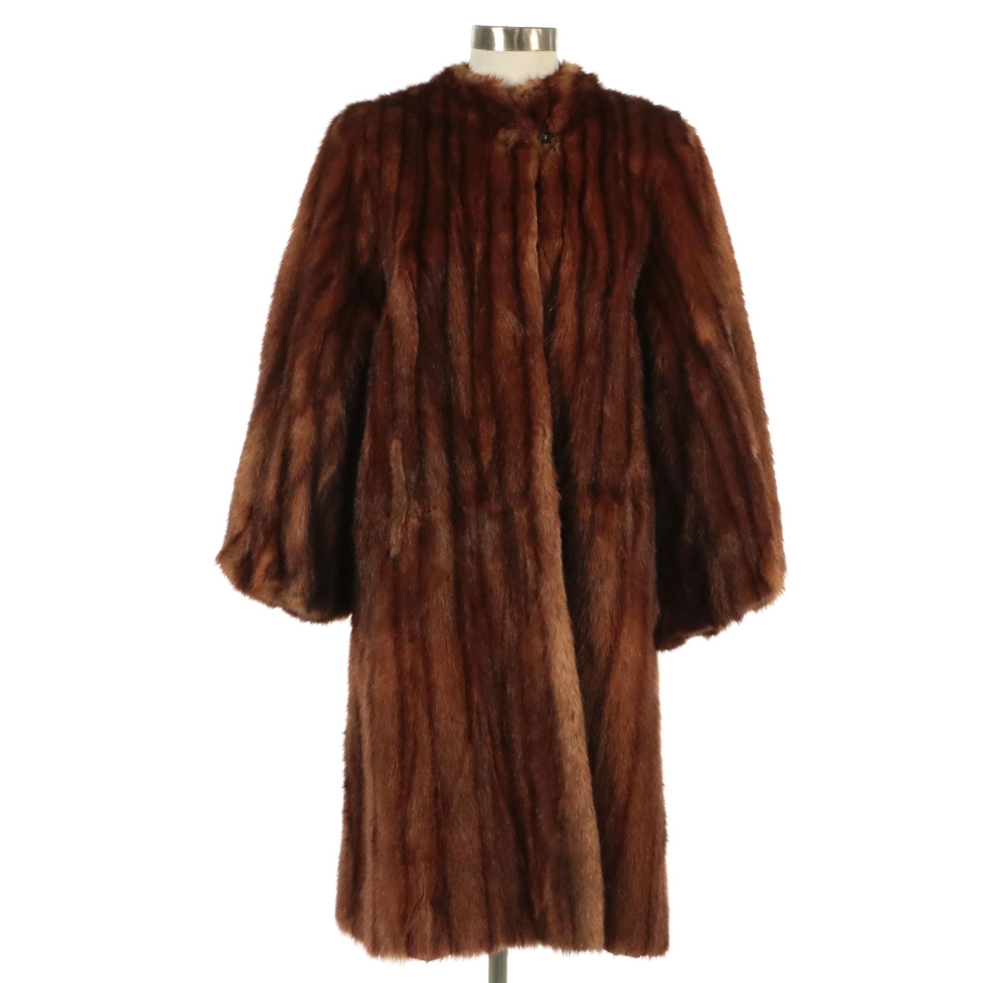 Marmot Fur Collarless Coat from Jordan Marsh, Mid-20th Century