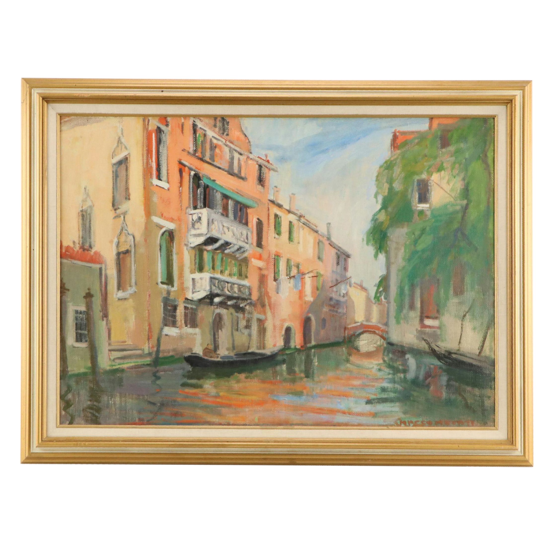 Marco Novati Venetian Oil Painting, 1962