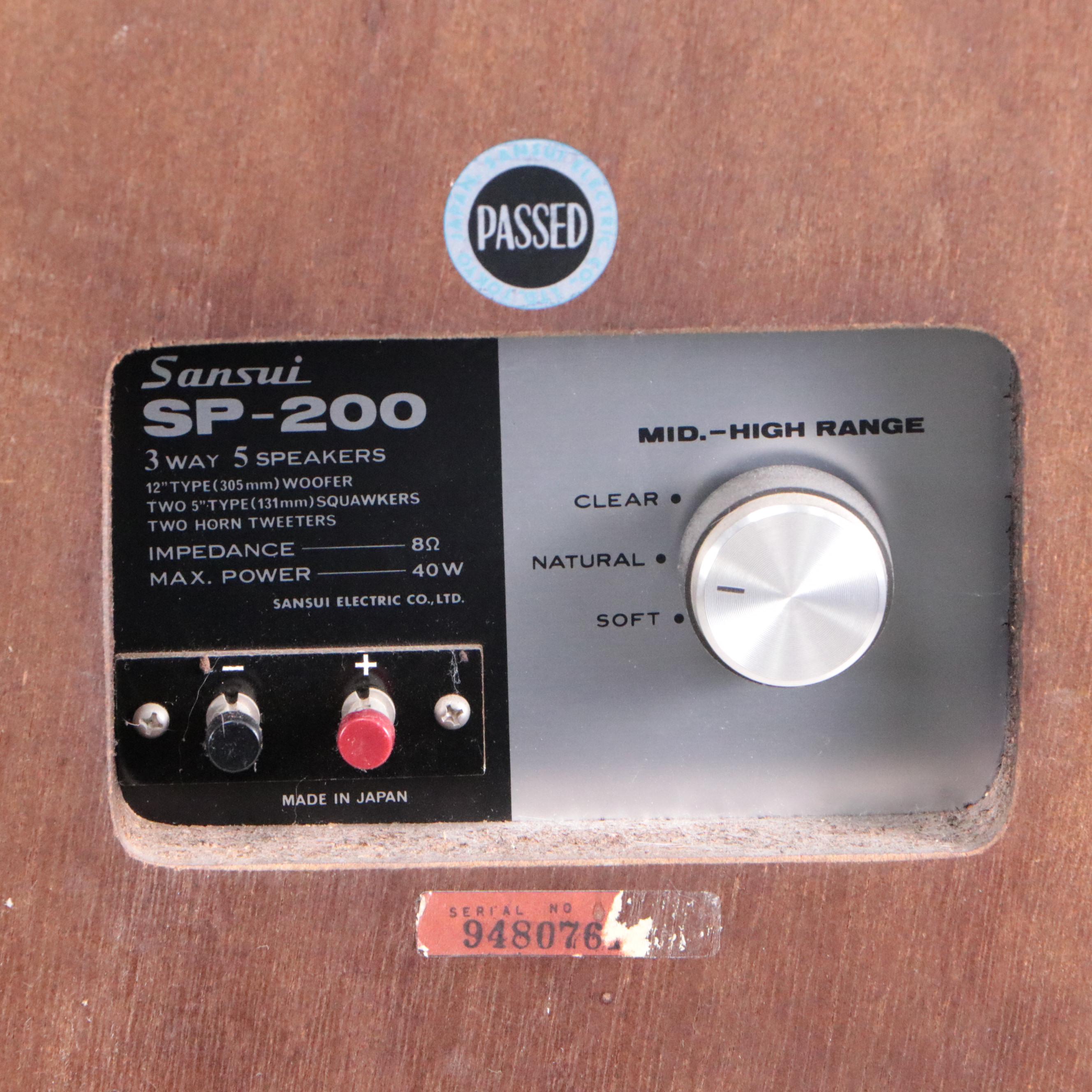 Pair of Japanese Sansui SP-100 Hi-Fi Speaker System