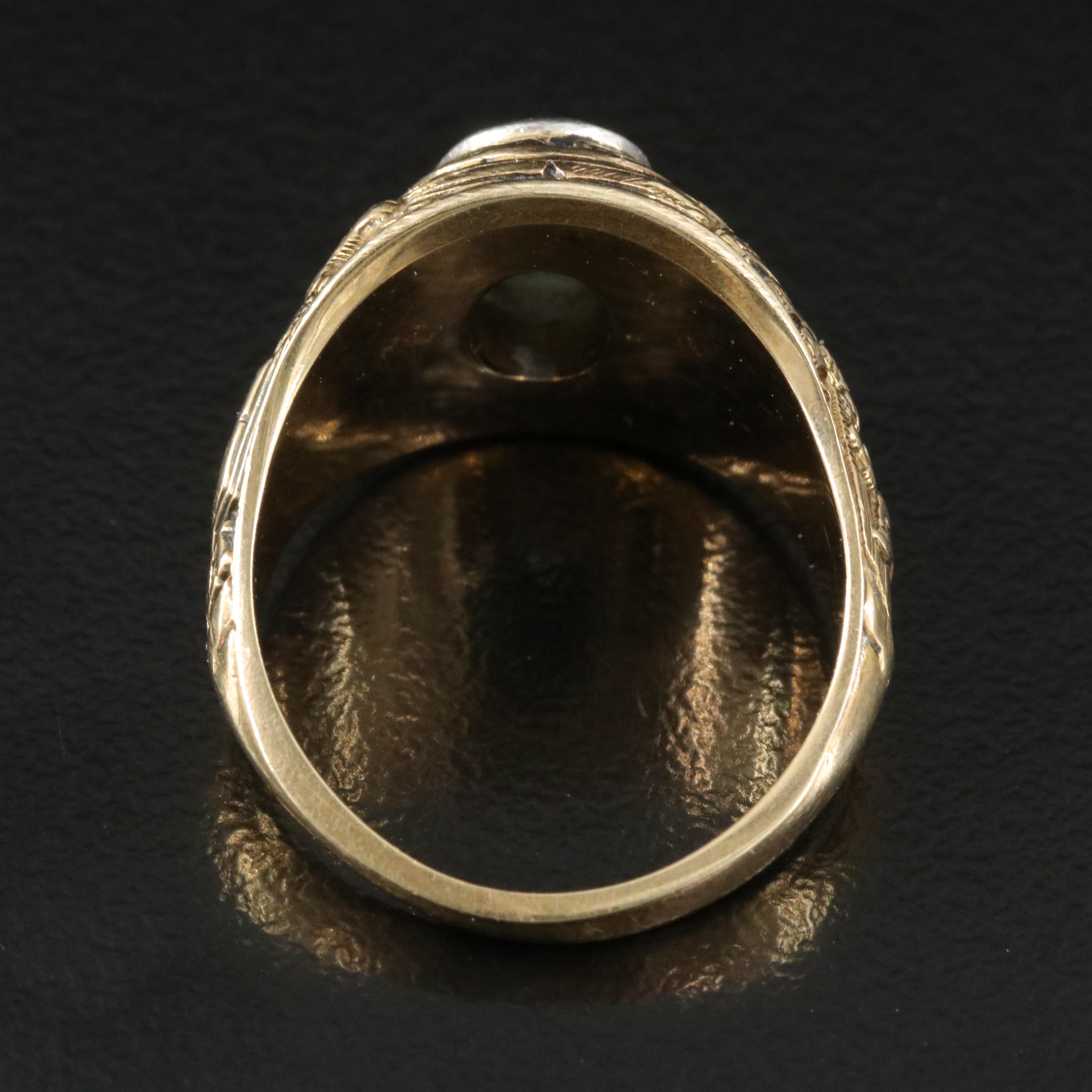 West Point 1958 14K Diamond and Emerald Class Ring