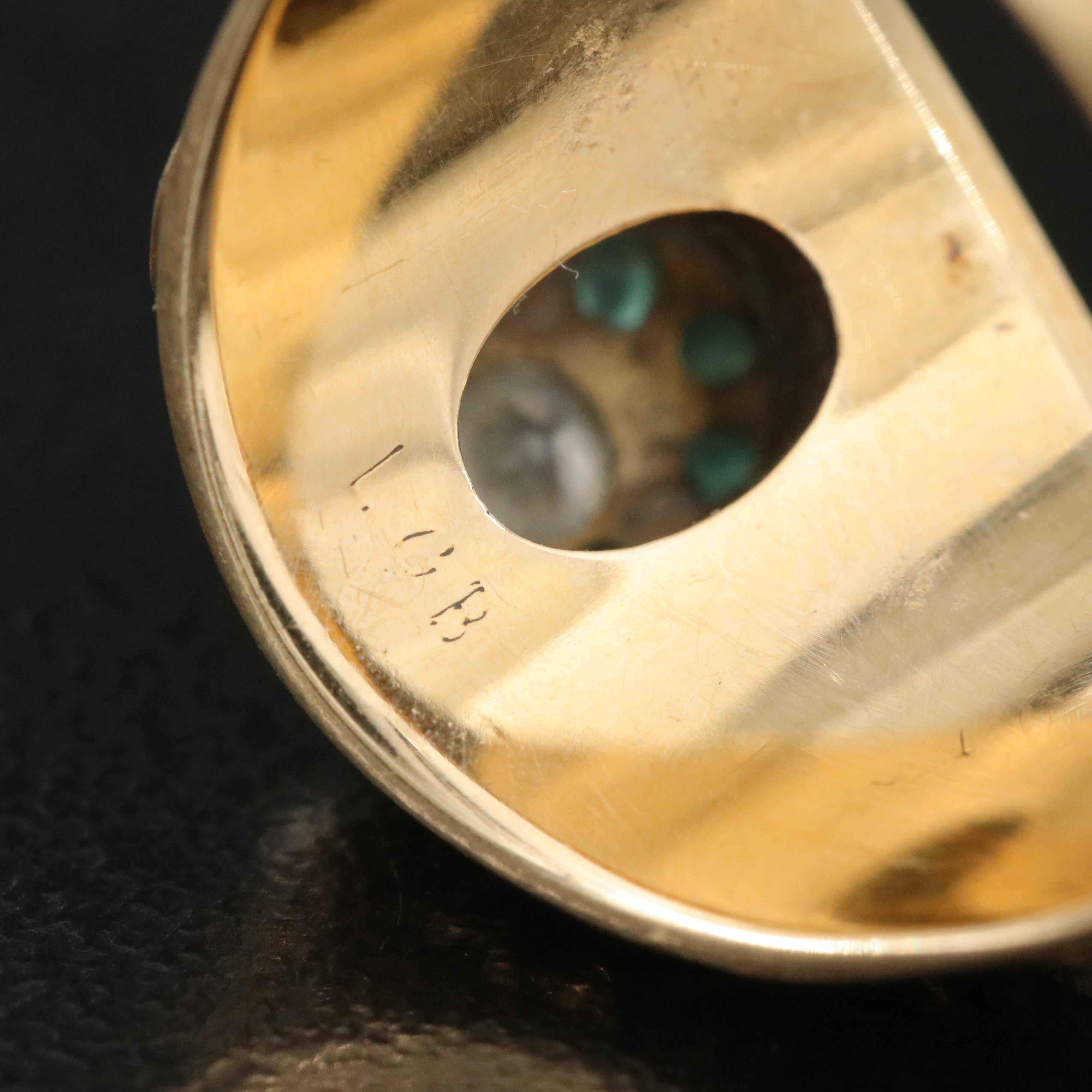 West Point 1958 14K Diamond and Emerald Class Ring