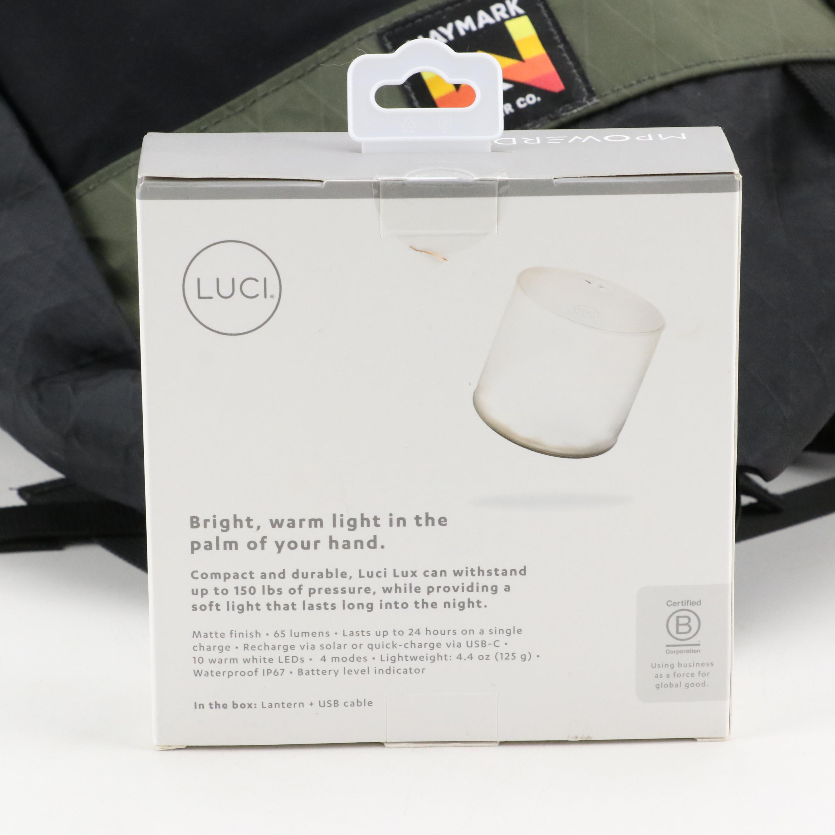 Stanley Metal Pocket Knife, Waymark Backpack, Luci Lantern and BRS Fuel Bottle