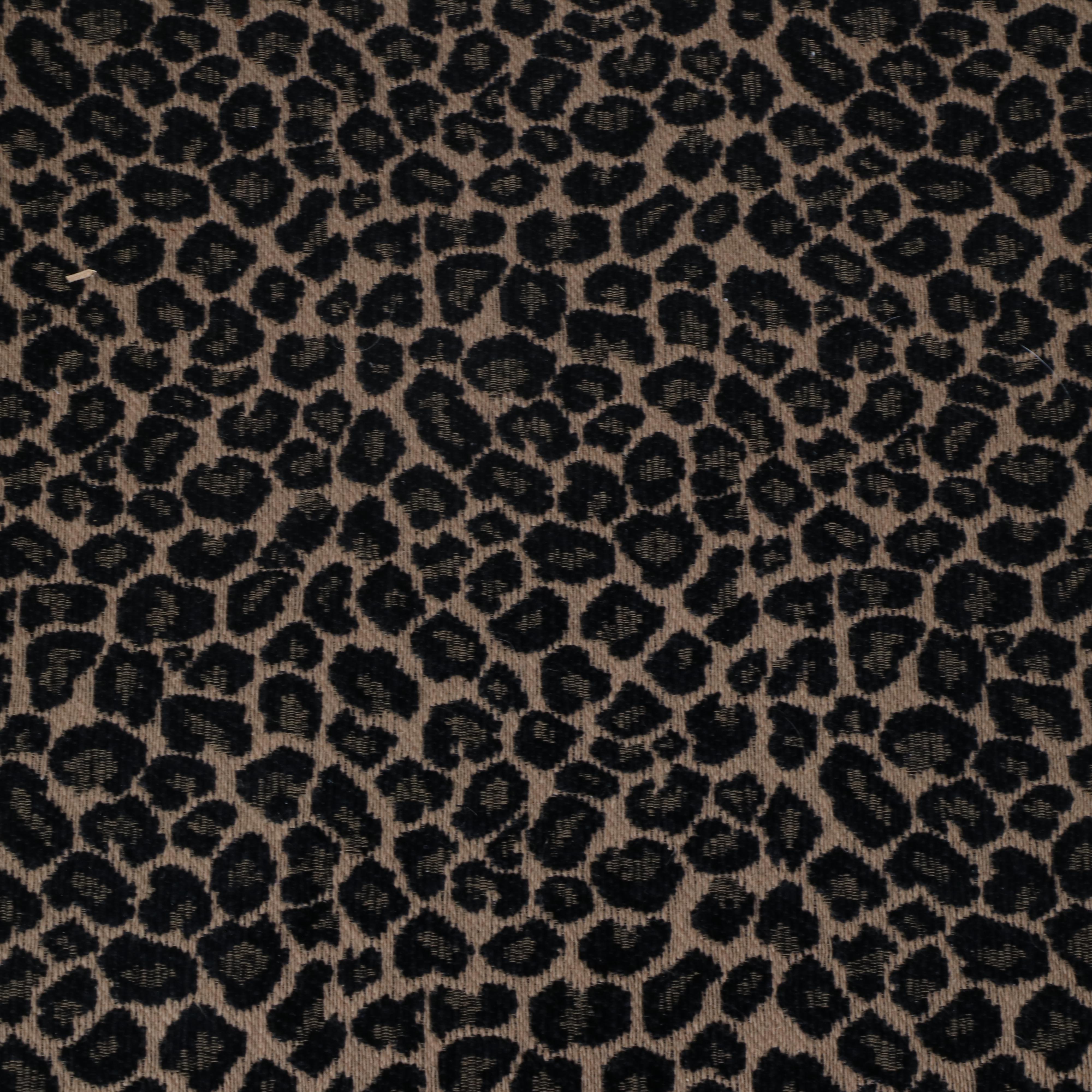 Pair of Faux Bamboo Armchairs and Ottoman with Cheetah Print Cushions