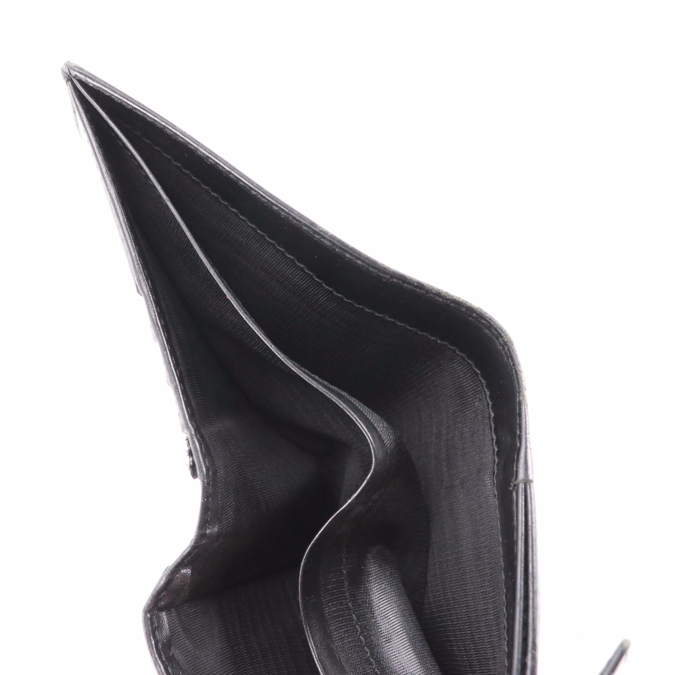 Prada Black Leather Compact Trifold Wallet