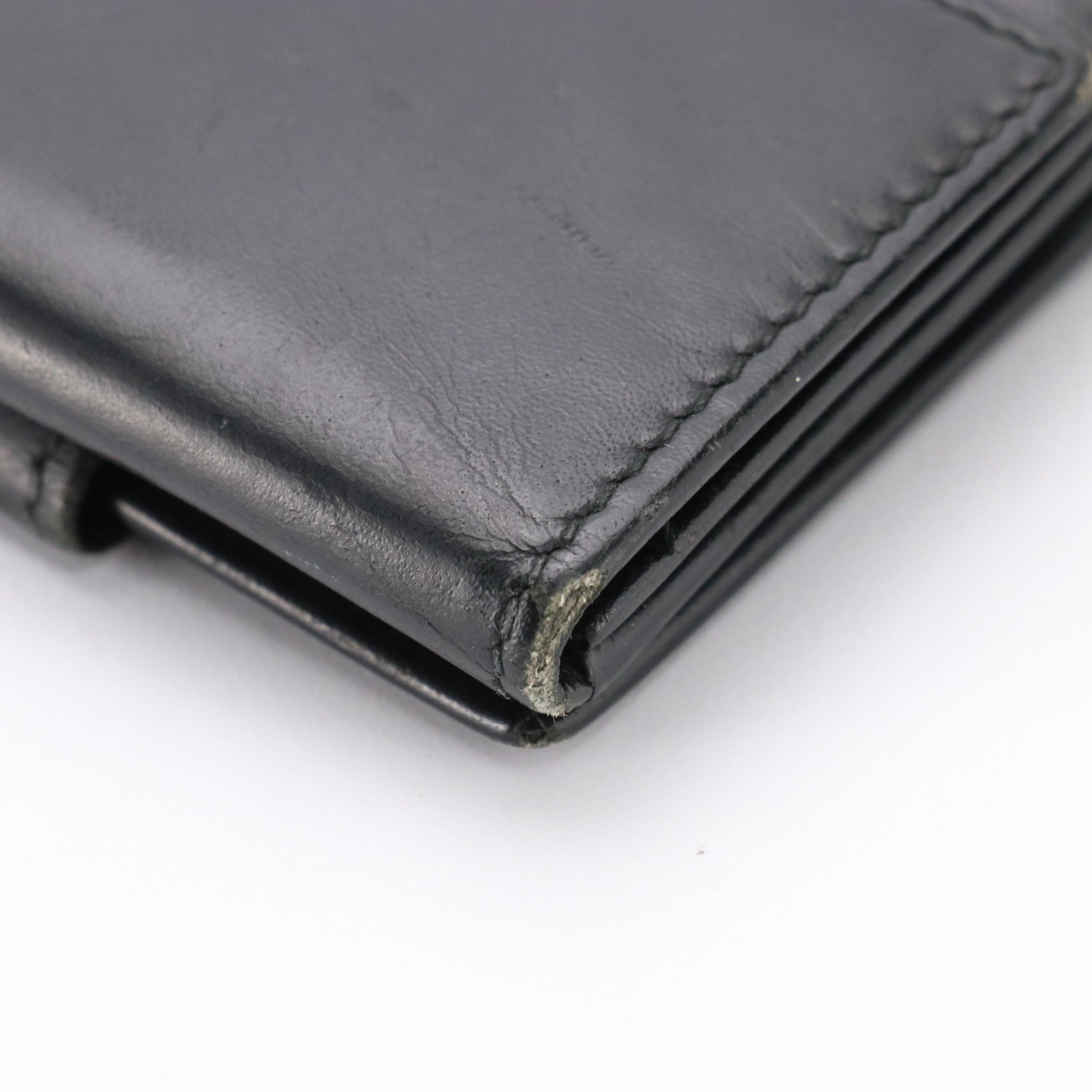 Prada Black Leather Compact Trifold Wallet