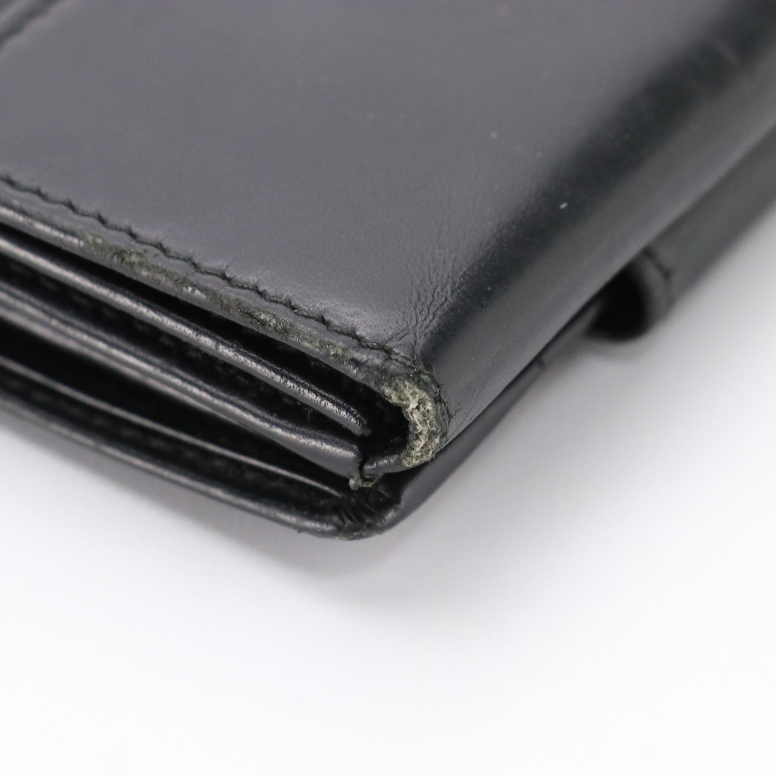 Prada Black Leather Compact Trifold Wallet