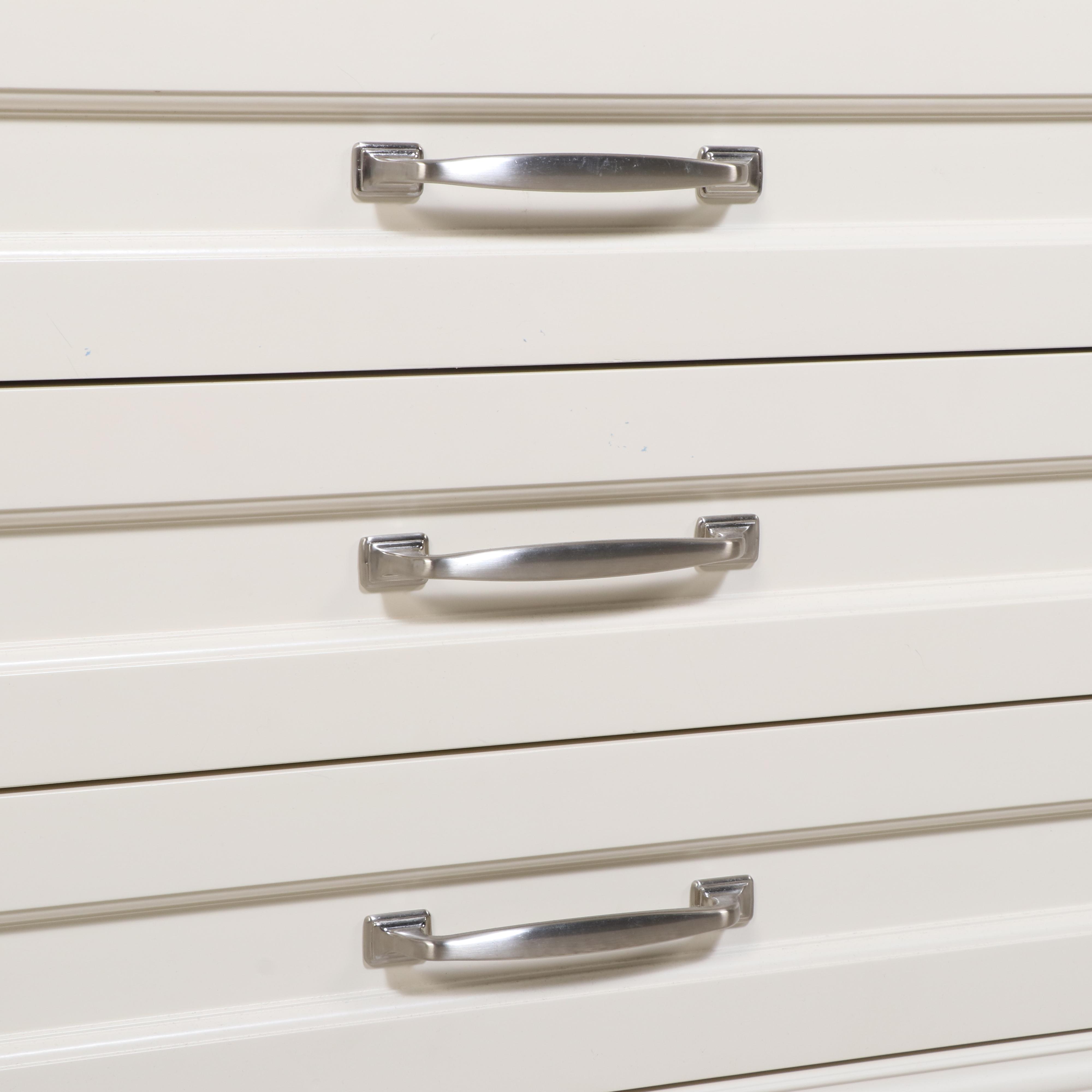 White Wooden Glass Front Two Part Display Storage Cabinet