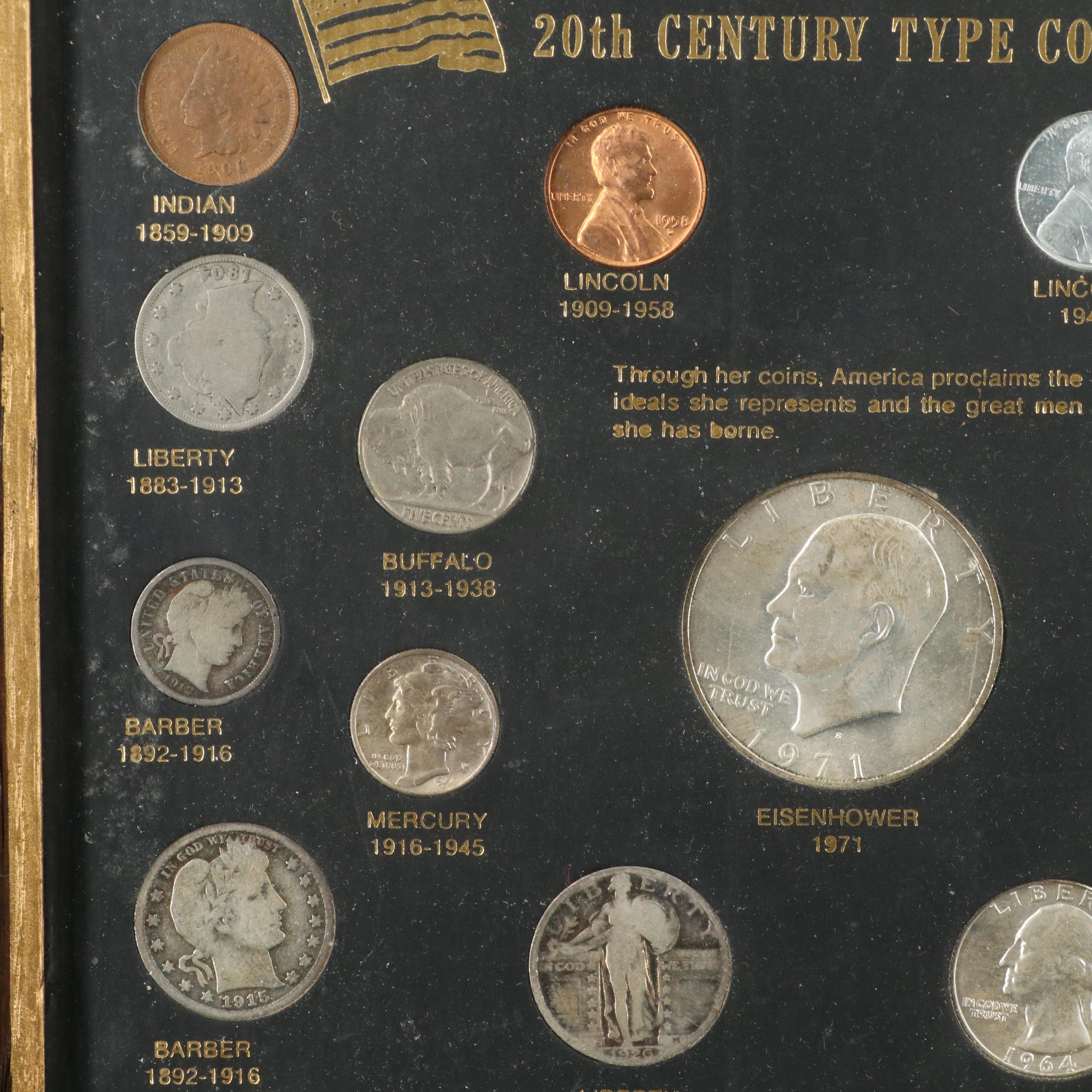 25-Piece U.S. Type Coin Set, Mainly Silver, 3-Cent Trime and More