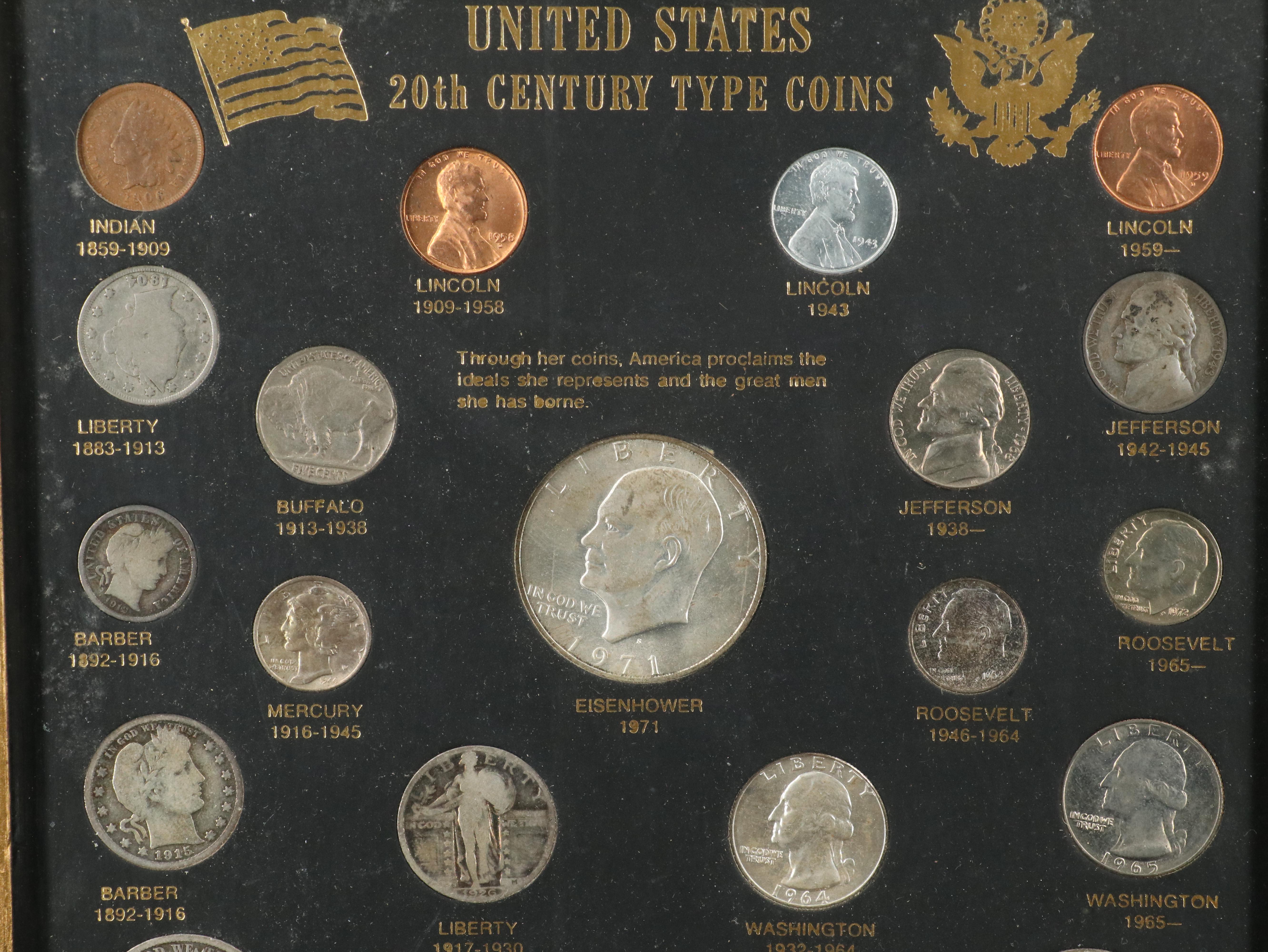 25-Piece U.S. Type Coin Set, Mainly Silver, 3-Cent Trime and More