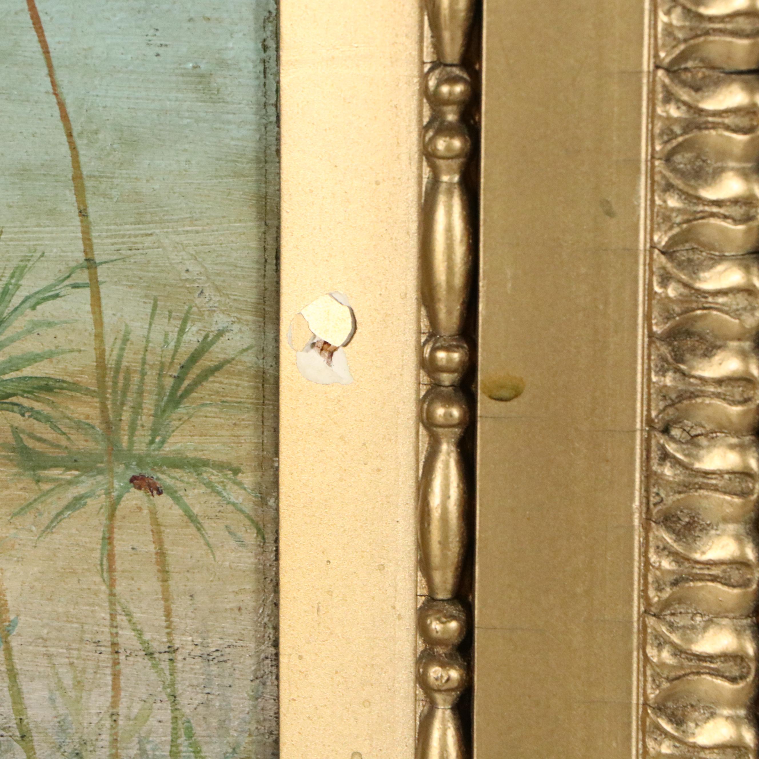 Marsh Landscape Oil Painting of Herrings