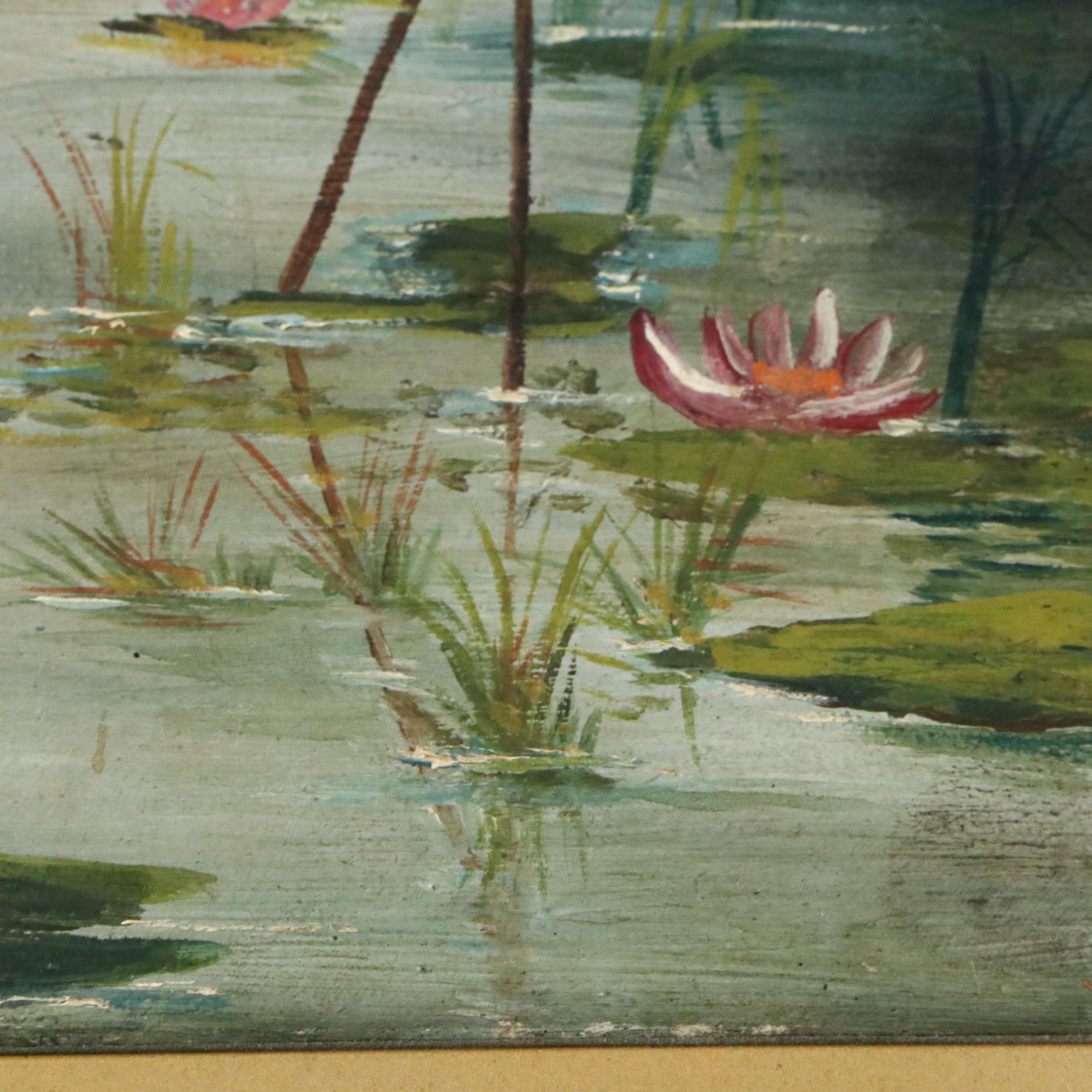 Marsh Landscape Oil Painting of Herrings