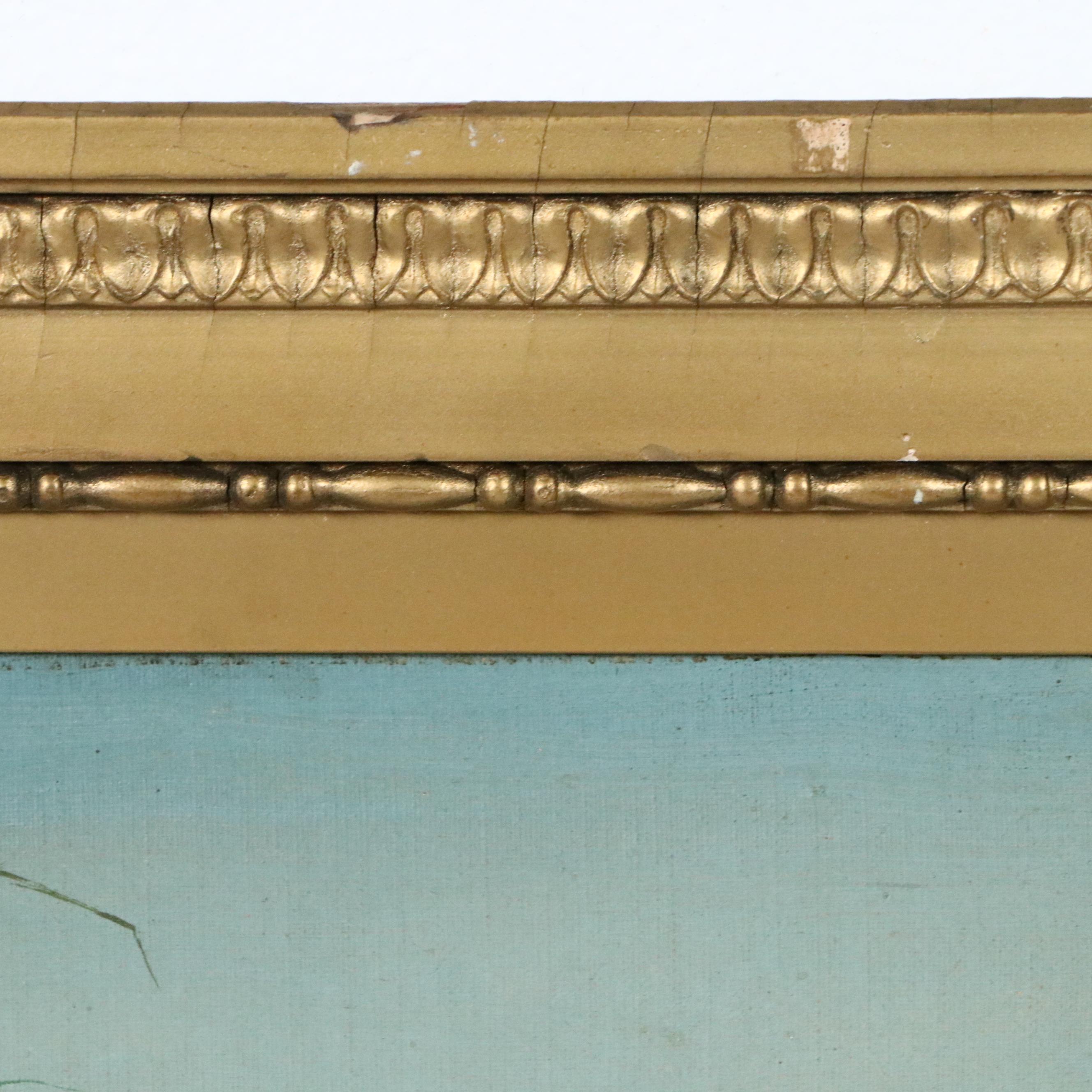 Marsh Landscape Oil Painting of Flamingos