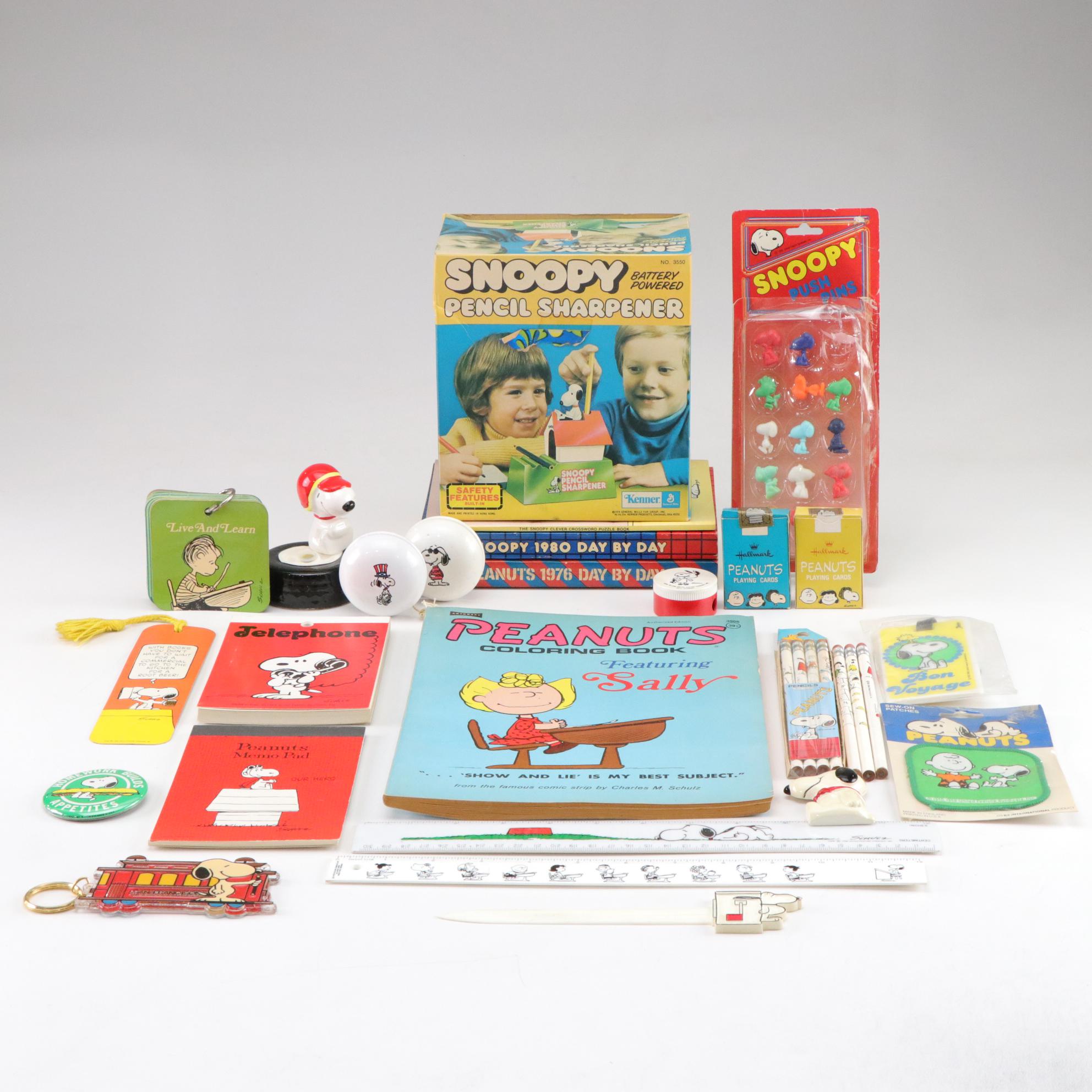 Peanuts Snoopy Pencil Sharpener, Yo-Yos, Planners & Other School Supplies, 70s