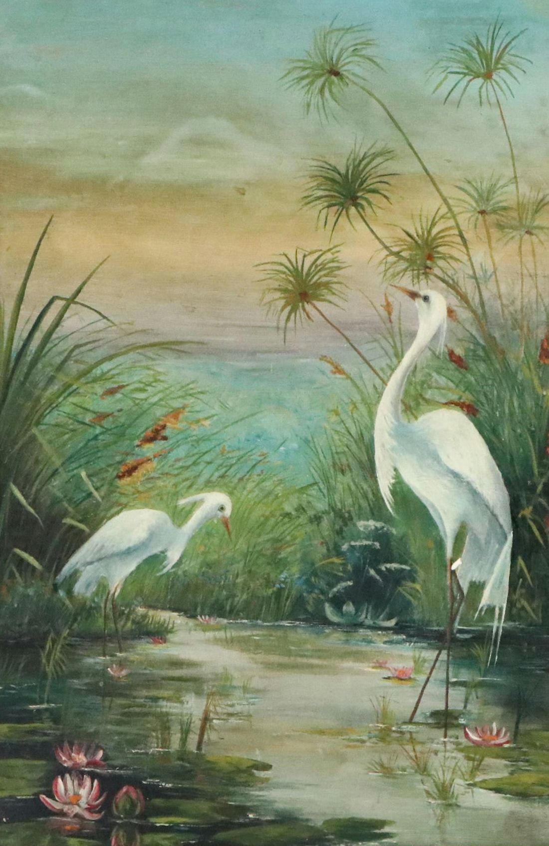 Marsh Landscape Oil Painting of Herrings