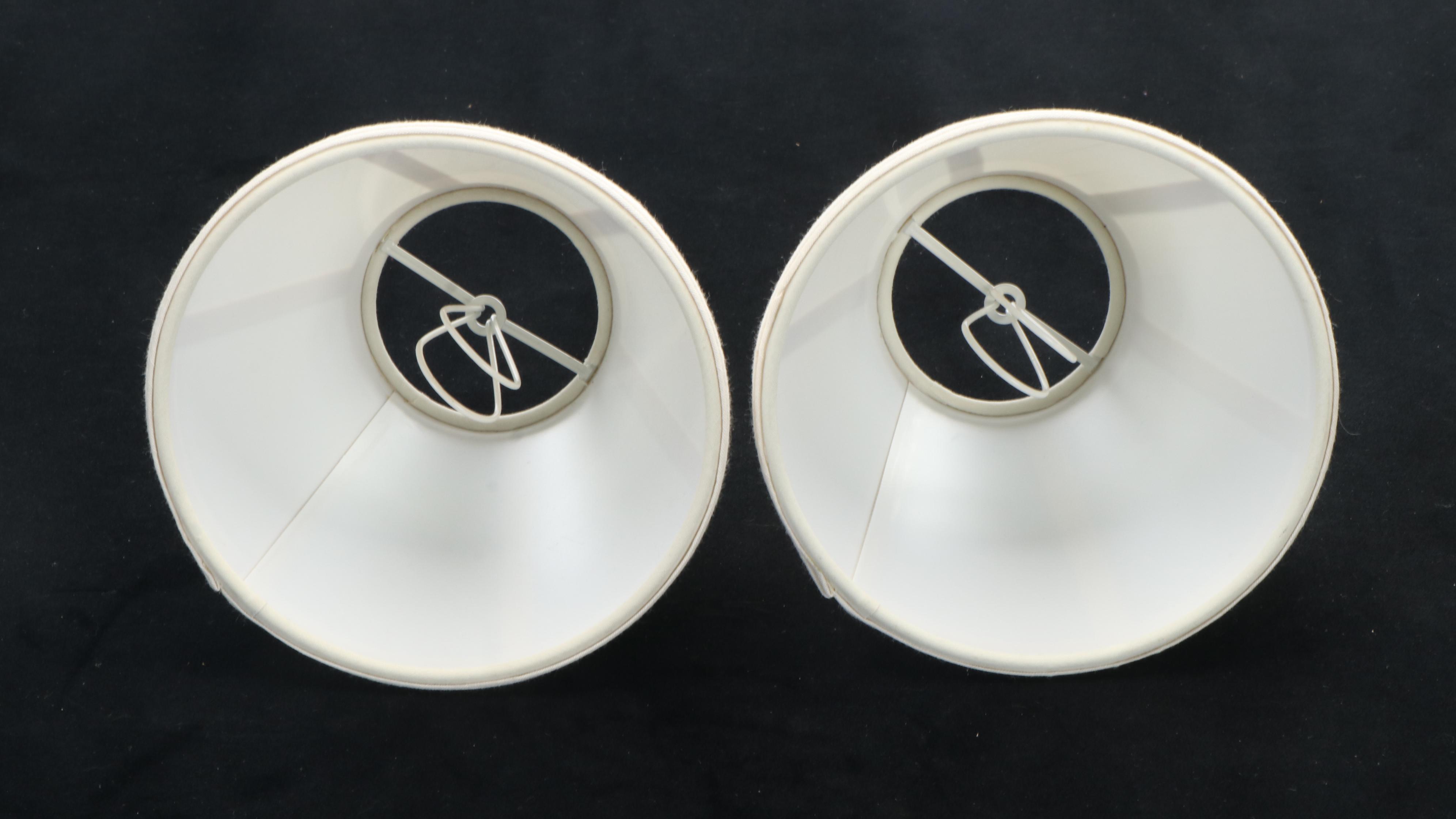 Pair of Contemporary Chrome Wall Sconces with Silk Shades