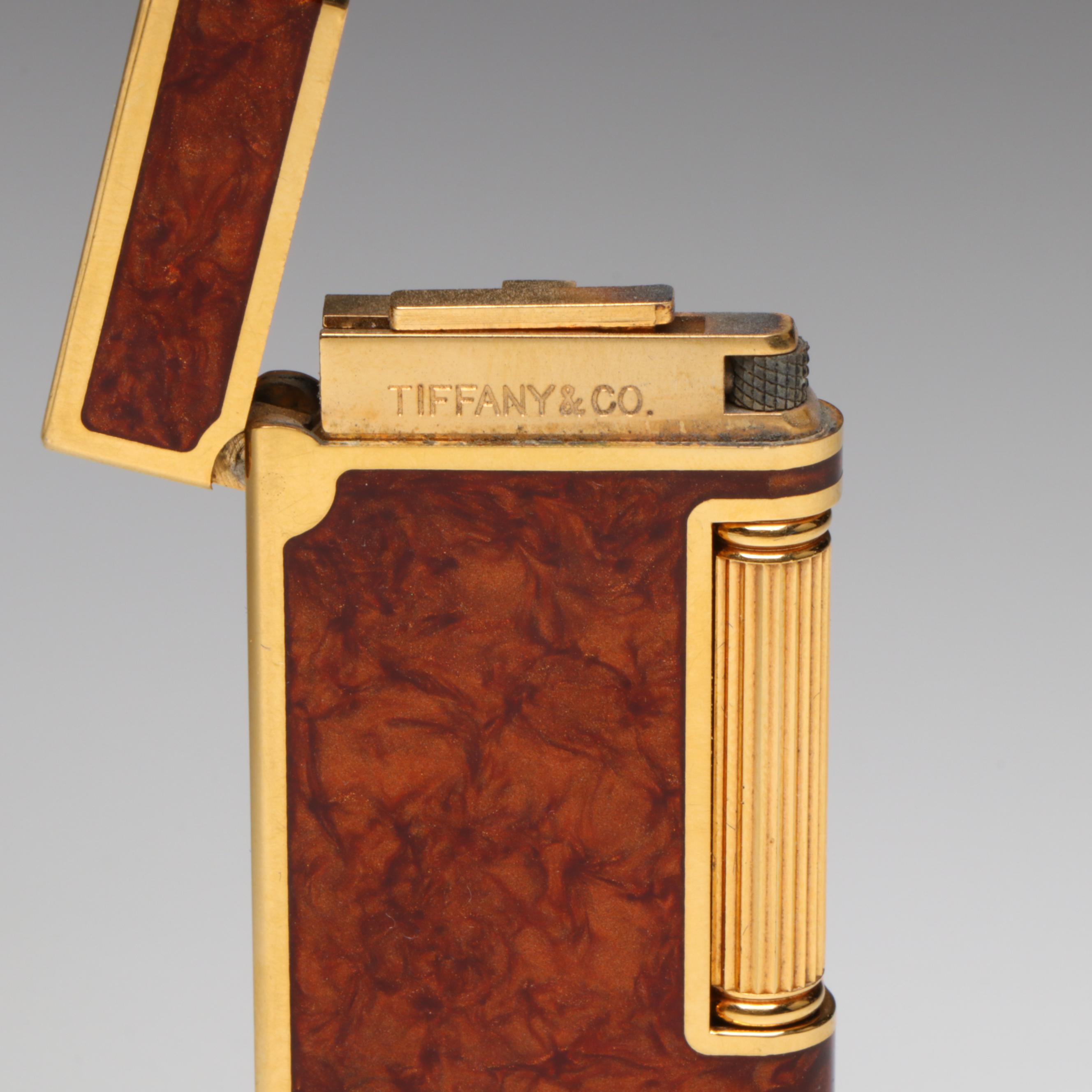 Tiffany & Co. Rollagas Gold Plate and Celluloid Flint Lighter