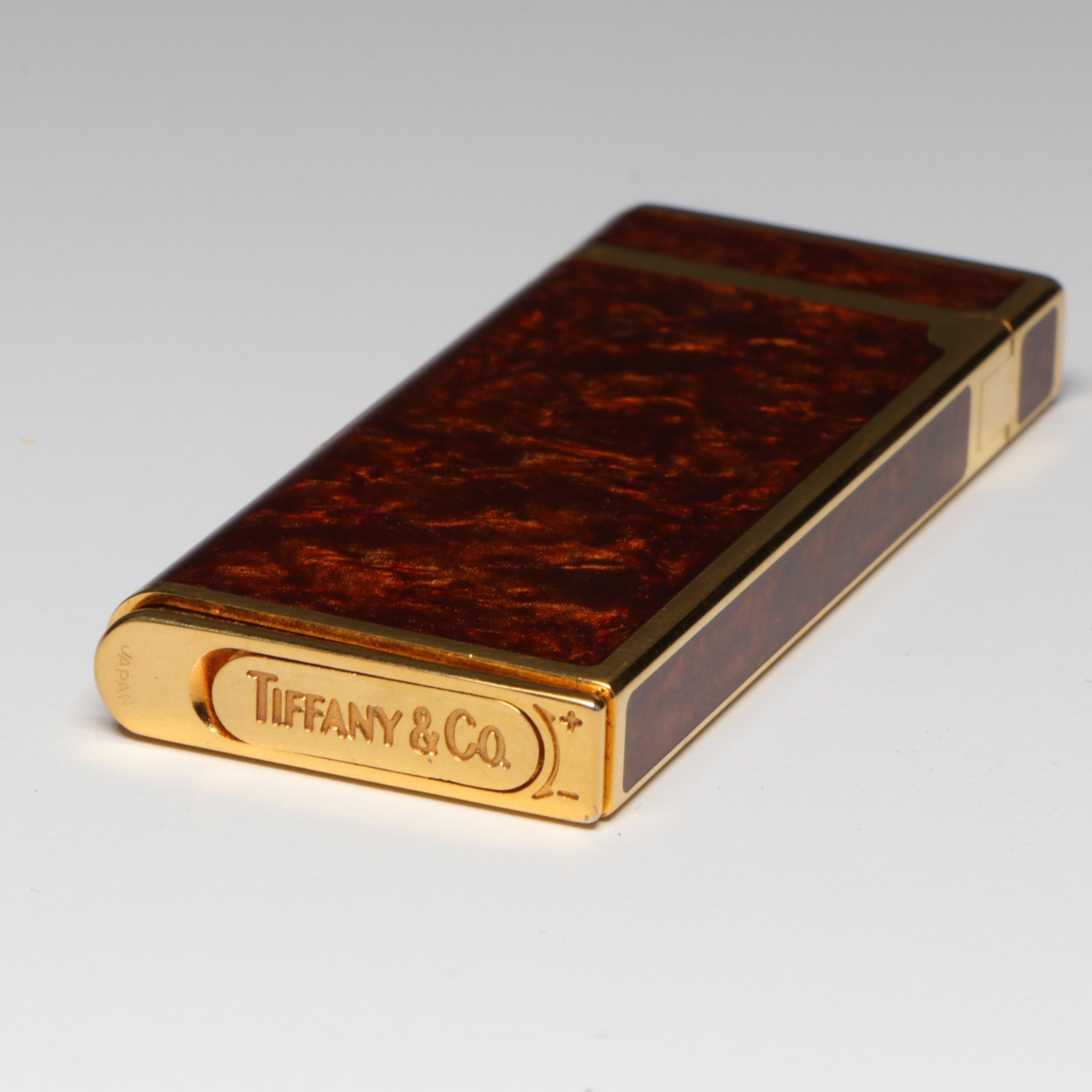 Tiffany & Co. Rollagas Gold Plate and Celluloid Flint Lighter