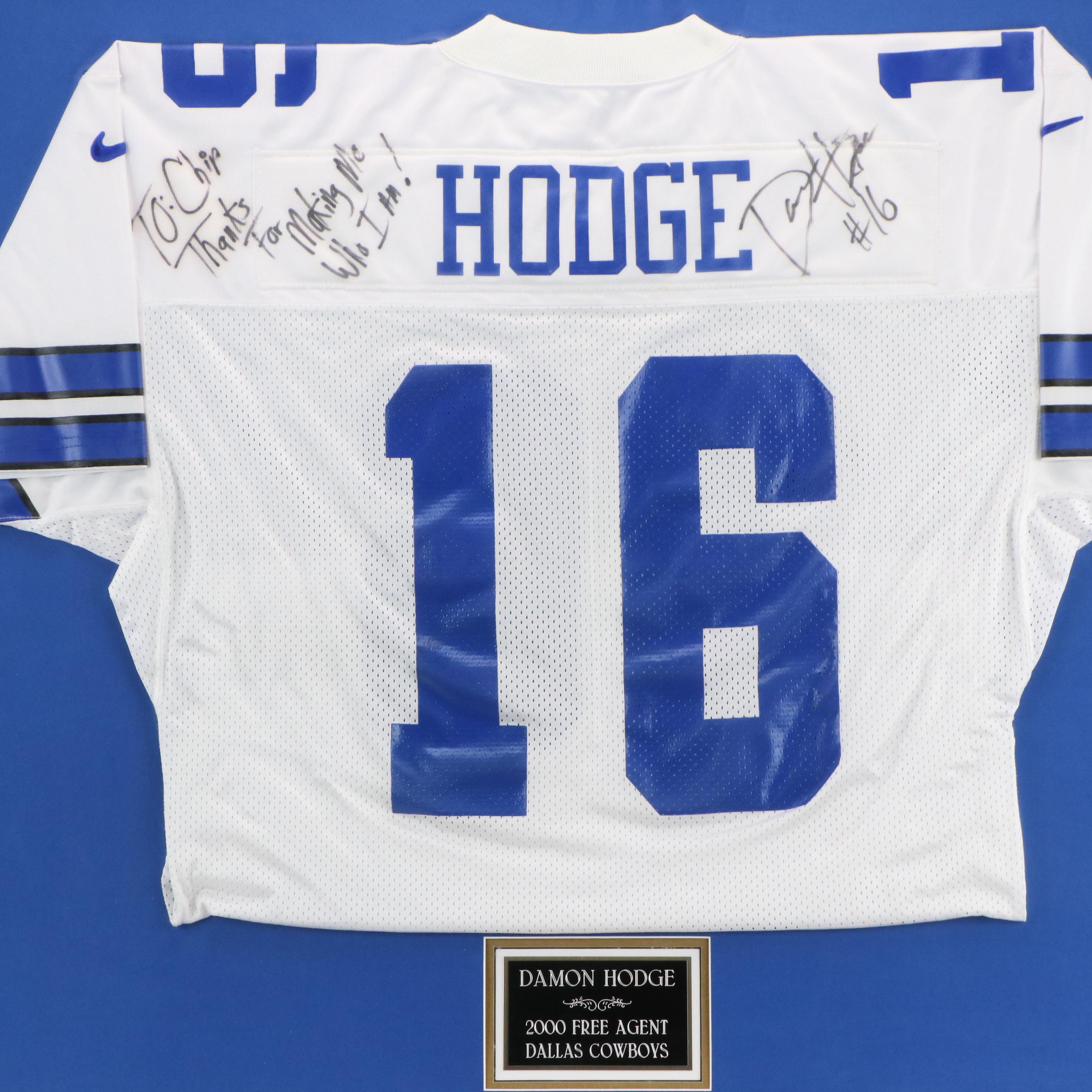 Damon Hodge Signed and Player Issued  Dallas Cowboys Jersey with Display