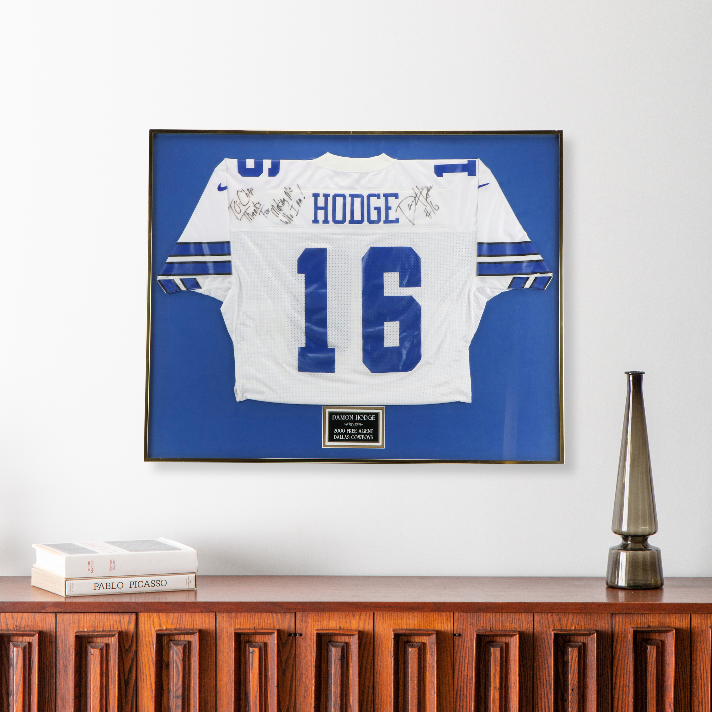 Damon Hodge Signed and Player Issued  Dallas Cowboys Jersey with Display