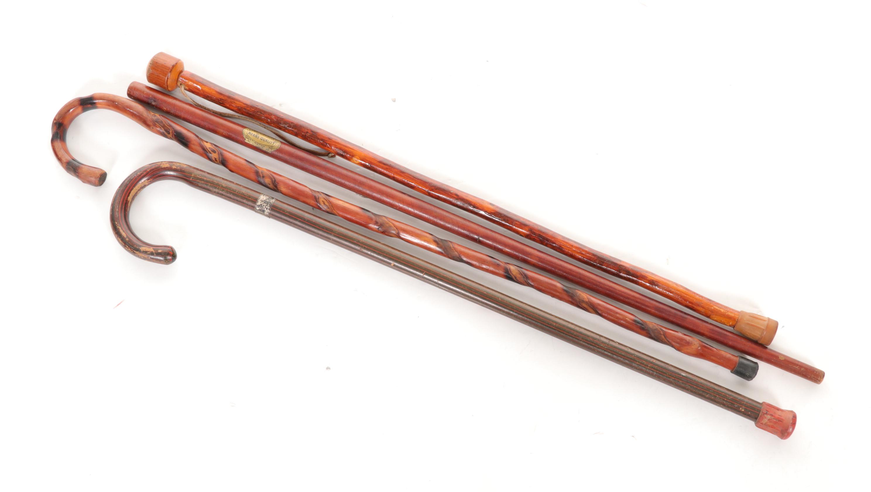 Caswell-Runyon Walking Stick, Vine and Wood Canes, Mid to Late 20th Century